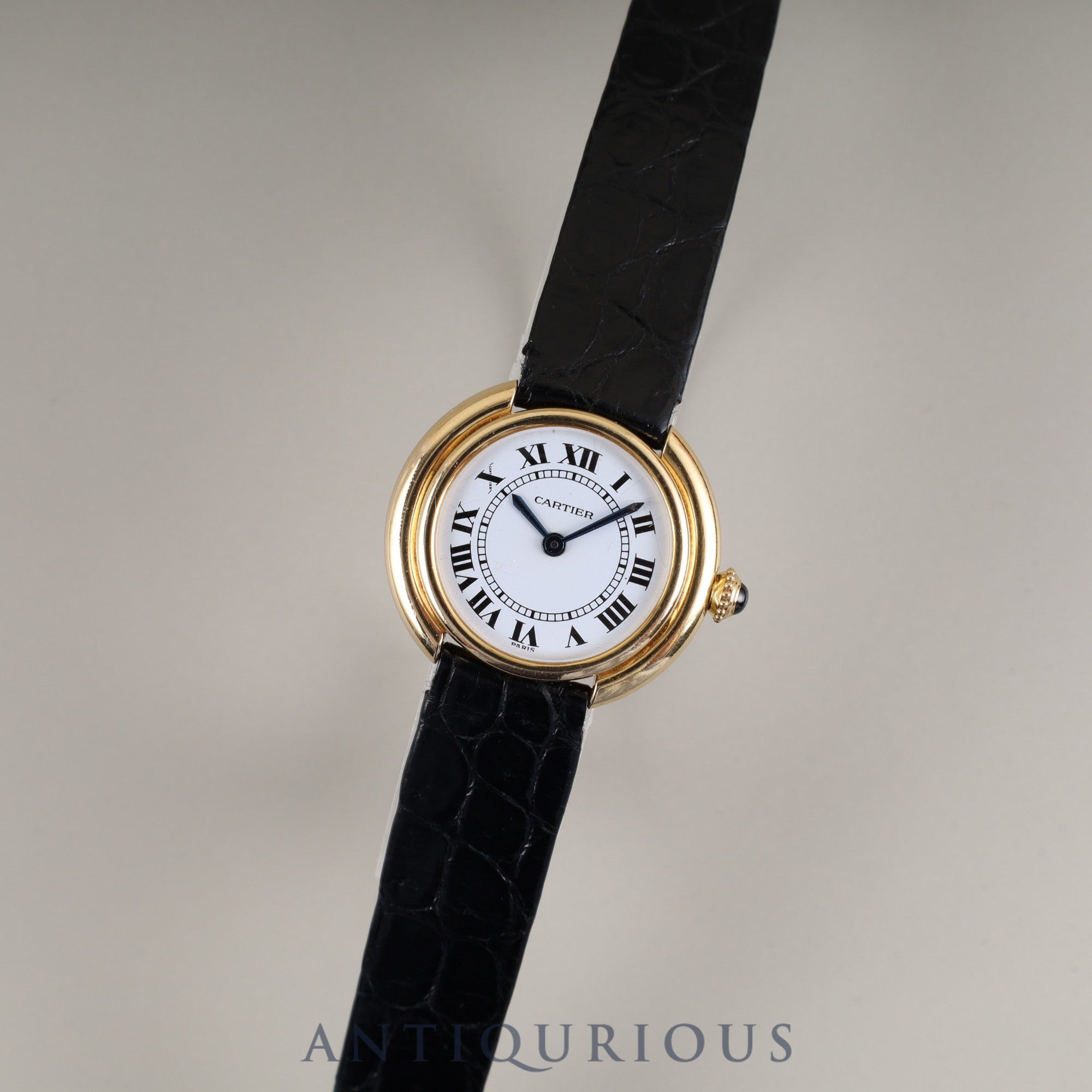 Cartier Vendôme Ellipse SM Manual Winding 750 Leather Strap with Genuine Buckle (750) White Roman Dial (PARIS Inscription) Warranty Card Overhauled
