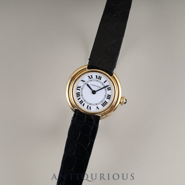 カルティエ ヴァンドーム エリプス SM 手巻き 750 革 純正尾錠(750) ホワイトローマン文字盤(PARIS表記)保証書 オーバーホール済み