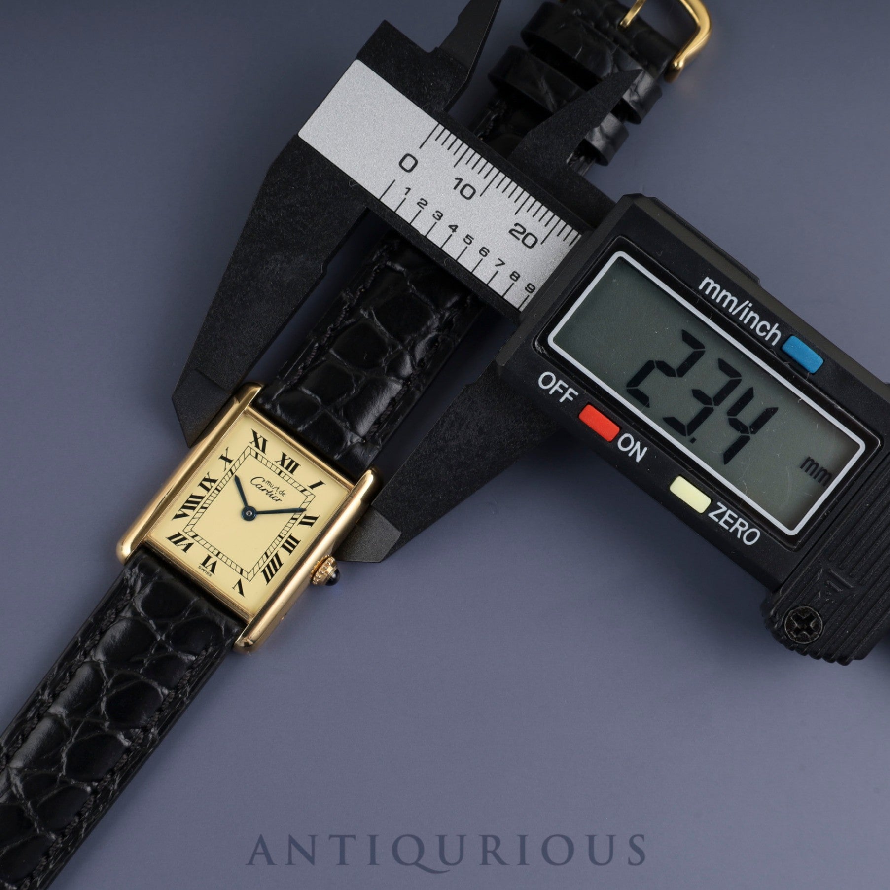 Cartier Must Tank LM 590005 Quartz Cal.90 SV925 Leather Strap with Genuine GP Buckle Ivory Roman Dial Box Booklet Warranty (1995) Overhauled