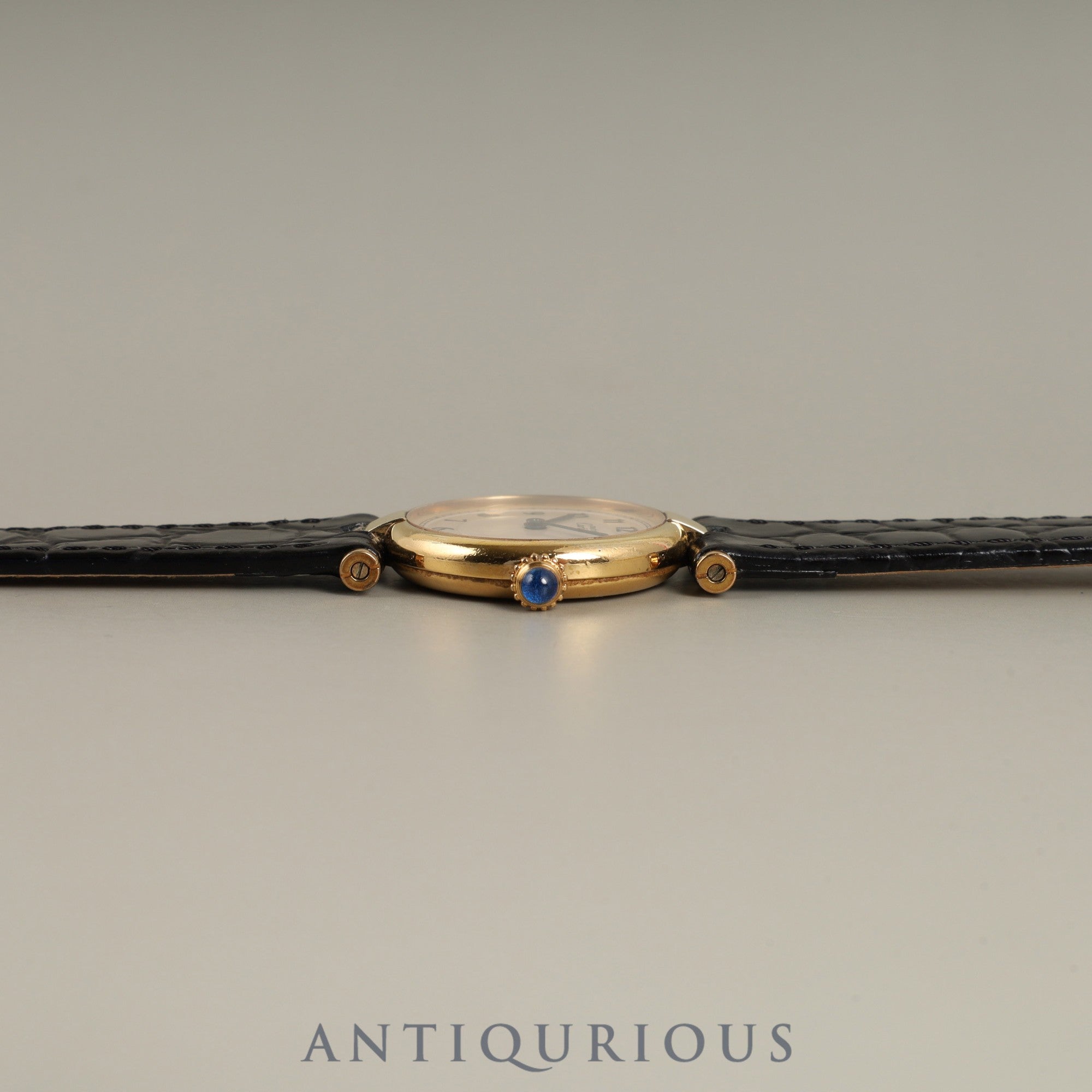 Cartier Must Vendôme VLC SM 590004 Quartz Caliber 90 SV925 Leather Strap with Genuine GP Buckle, Arabic Dial, Overhauled