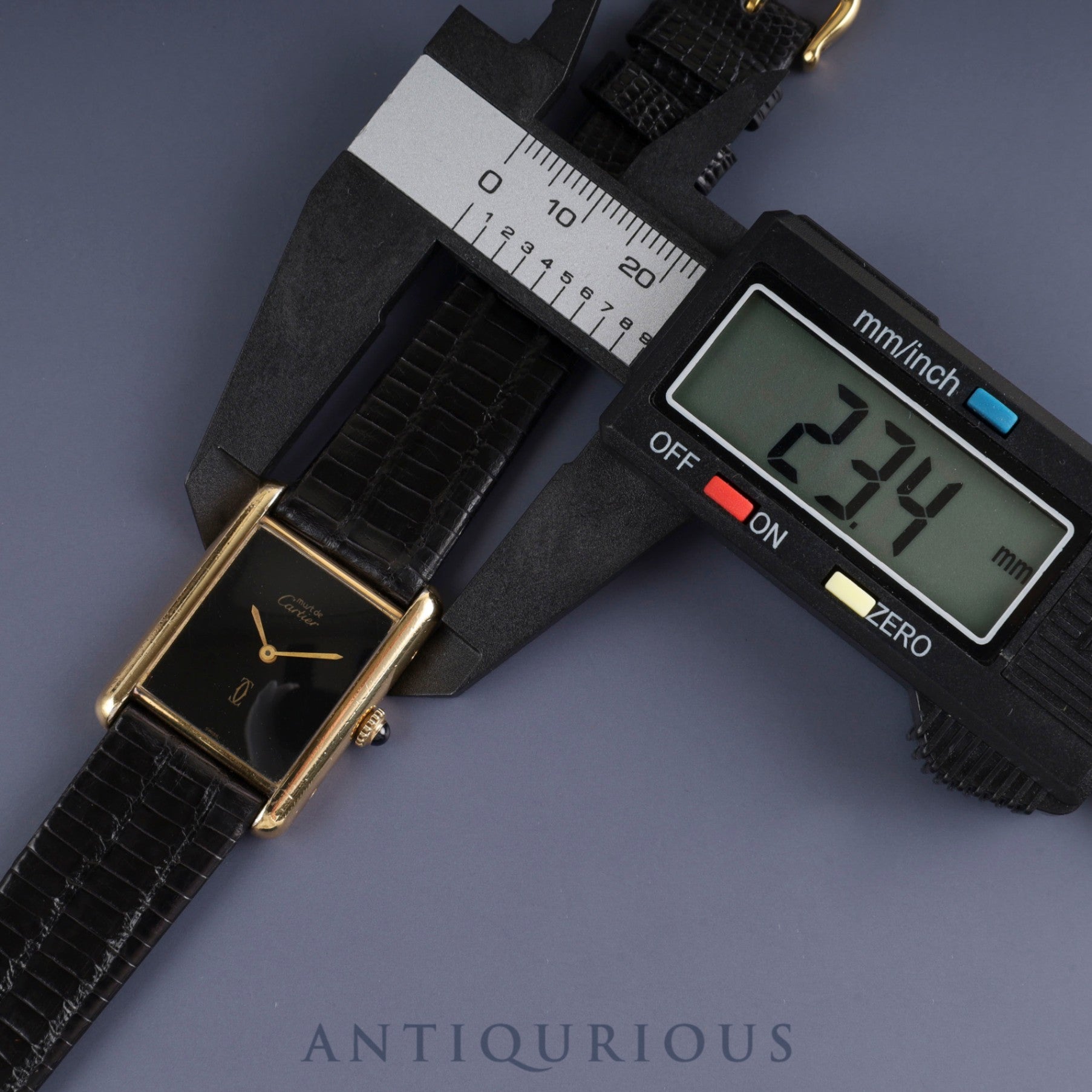 Cartier Must Tank LM Manual winding Cal.78-1 SV925 Leather Genuine buckle (GP) Onyx dial Overhauled