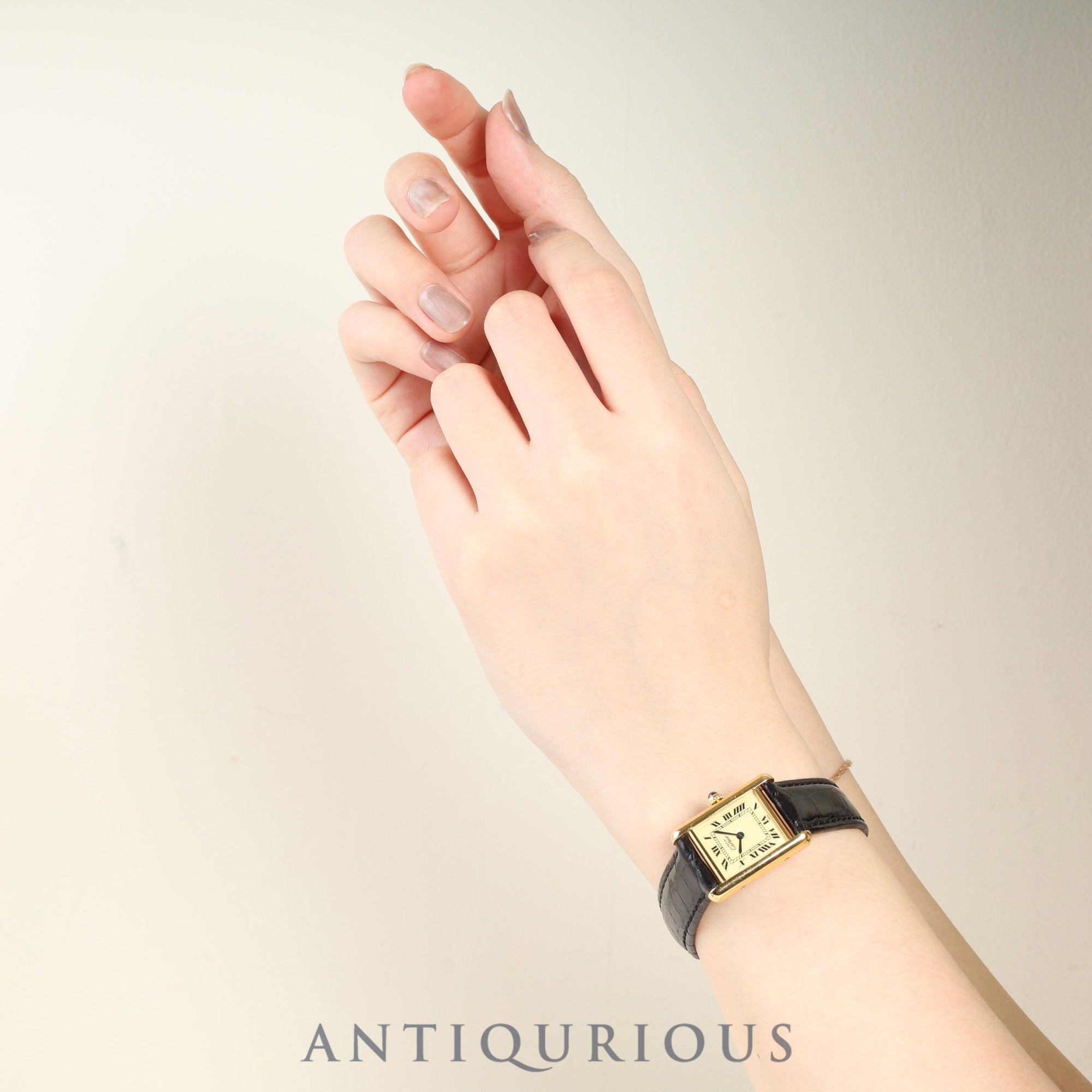 カルティエ マストタンク SM W1003154 / 1613 クォーツ Cal.057 SV925 革 純正Dバックル(GP) アイボリーローマン文字盤 箱 冊子 保証書(1997年)オーバーホール済み