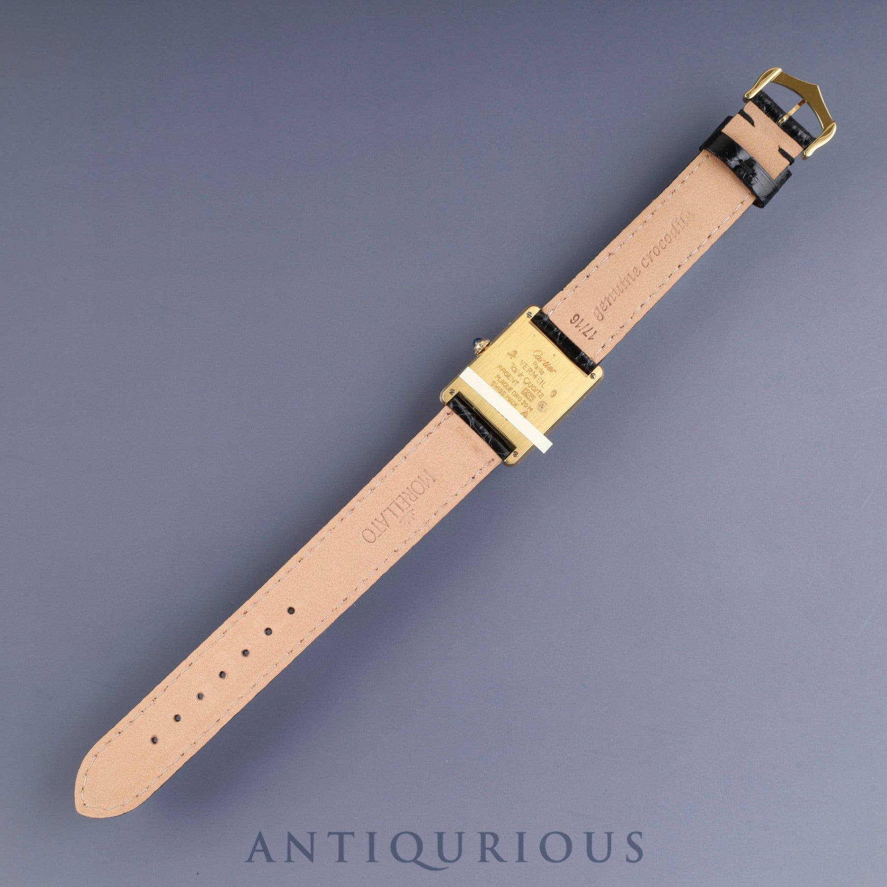 Cartier Must Tank LM 590005 Quartz Caliber 90 SV925 Leather Strap with Genuine GP Buckle, Arabic Dial, Overhauled