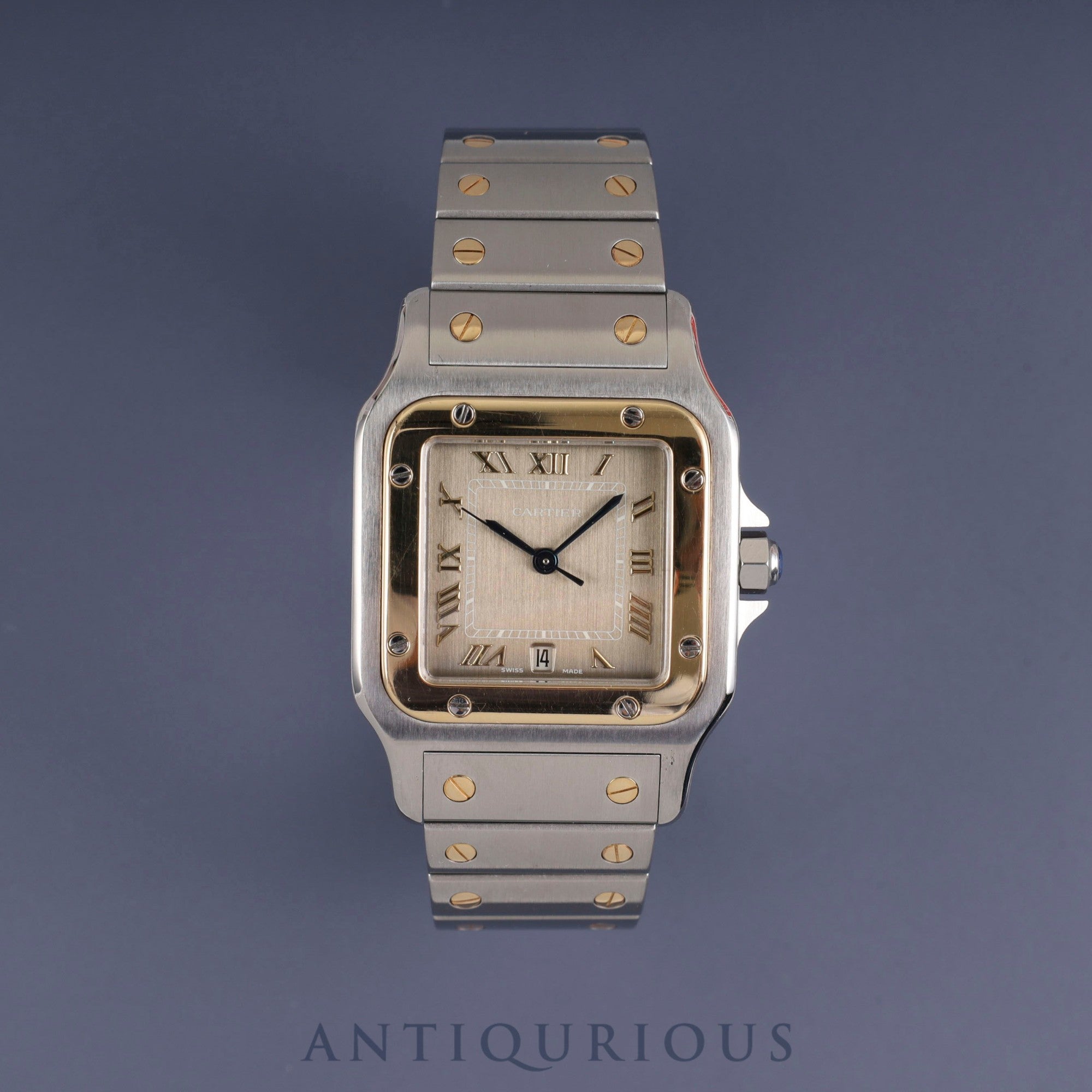 Cartier Santos Galbee LM W20030C4 / 187901 Quartz Caliber 687 Stainless Steel/Yellow Gold with Gray Roman Dial, Overhauled