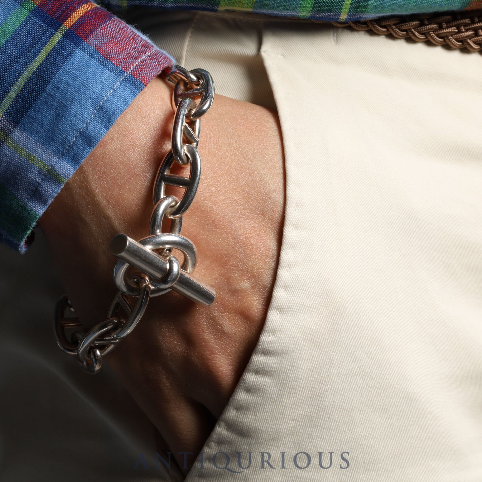 Hermes Bracelet Chaine d'Ancre TGM 13 links SV925 Box