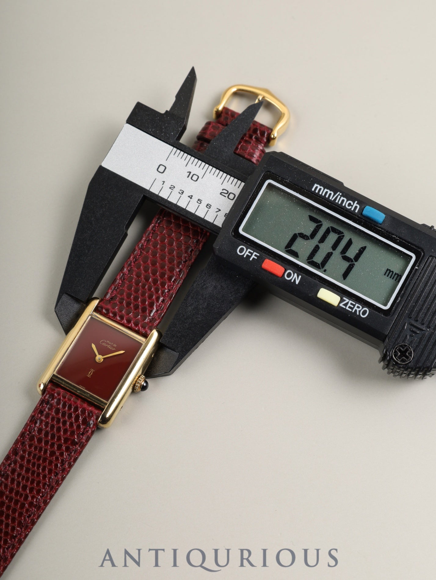 Cartier Must Tank SM Hand-wound Cal.78-1 SV925 Leather Genuine Pin Buckle (GP) Garnet Dial Bordeaux Dial (SWISS marking) Box Manual Warranty (1981 / one digit serial difference) with genuine leather strap, overhauled