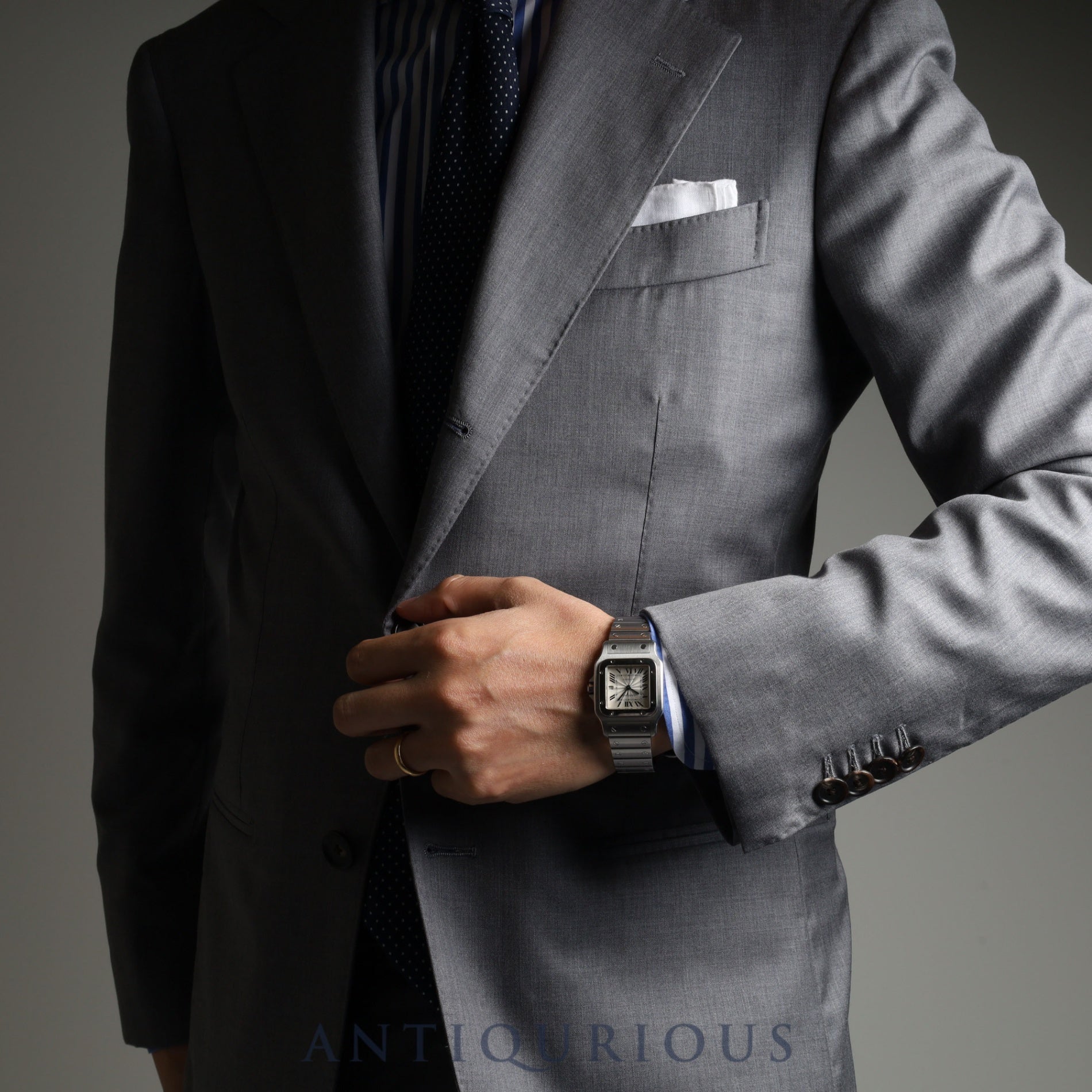 Cartier Santos Galbee LM 2319 Automatic SS SS Silver Guilloche Dial