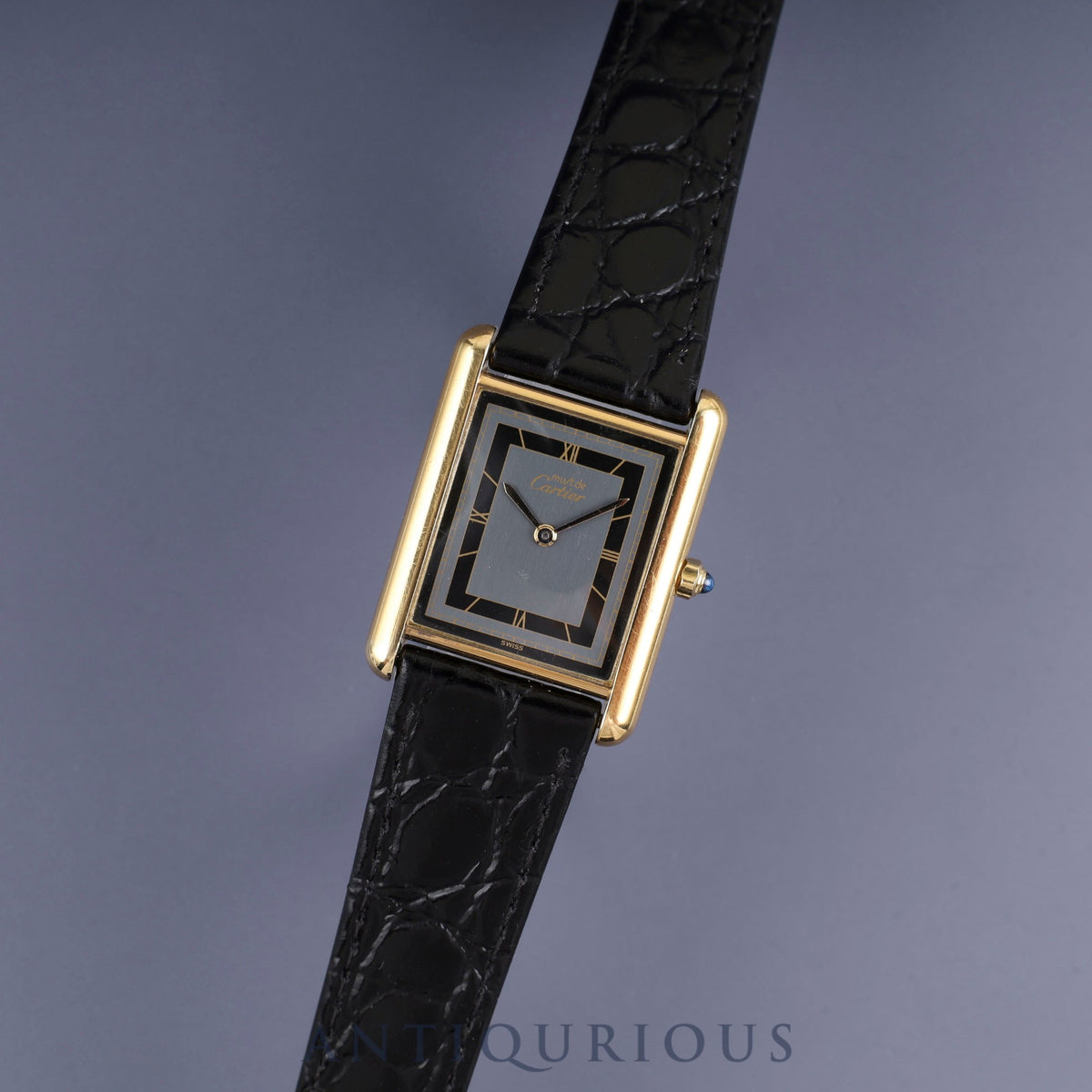 Cartier Must Tank LM 6 81006 Quartz Cal.81 SV925 Leather Genuine Buckle (GP) Grey Roman Dial Overhauled