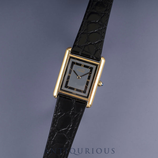 Cartier Must Tank LM 6 81006 Quartz Cal.81 SV925 Leather Genuine Buckle (GP) Grey Roman Dial Overhauled