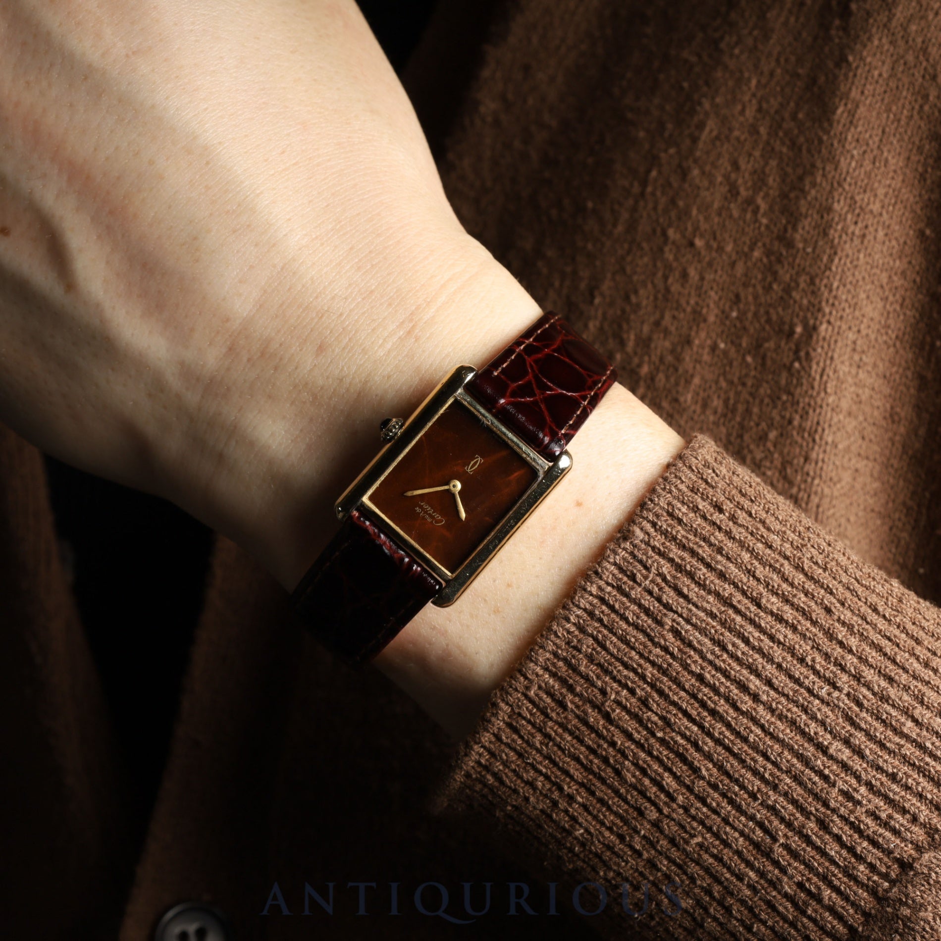 Cartier Must Tank LM Manual winding Cal.78-1 SV925 Leather Genuine buckle (GP) Mahogany dial Overhauled