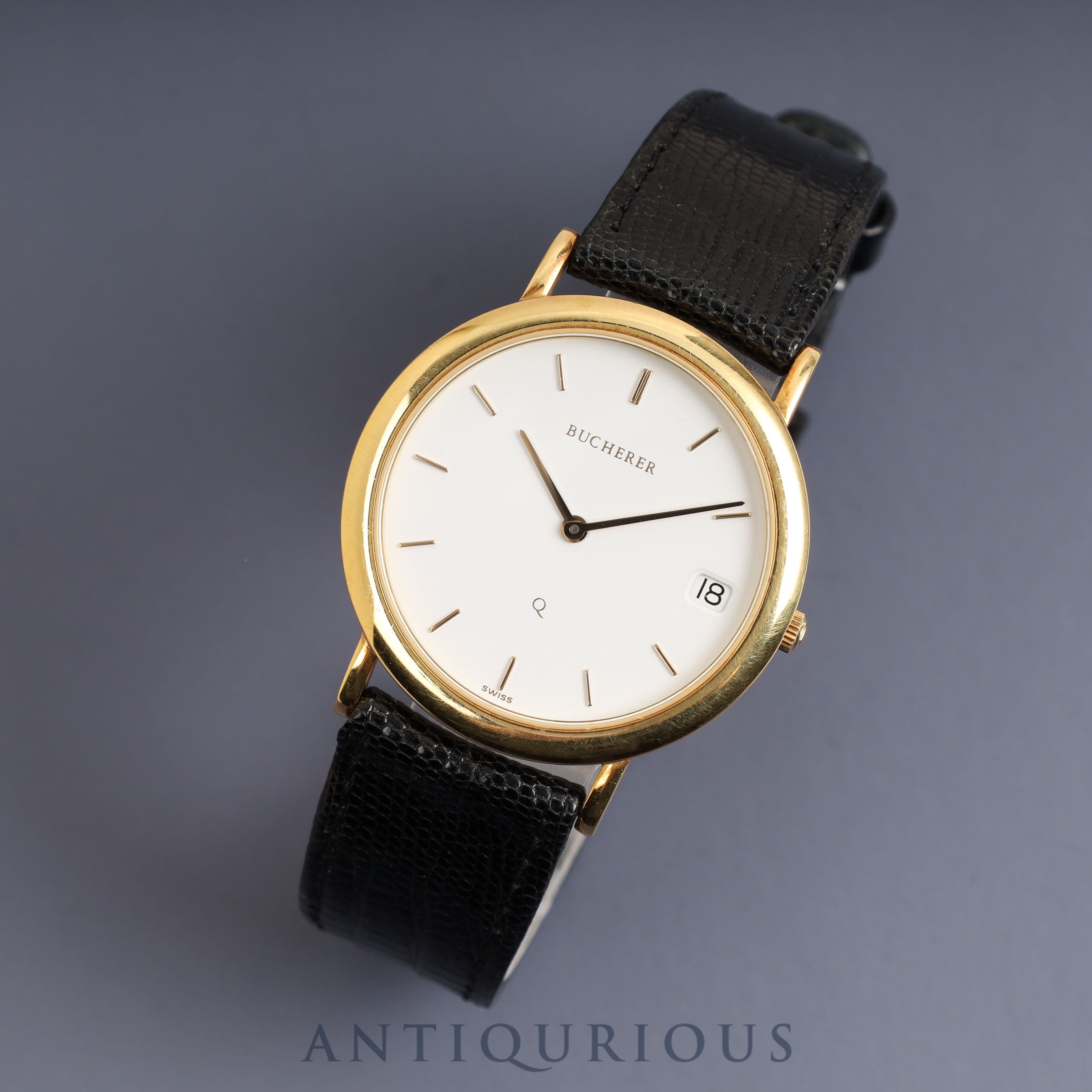 Bucherer Bucherer Round 255.020 Quartz ETA255.111 YG Genuine leather strap Genuine buckle (GP) White dial 32.0mm