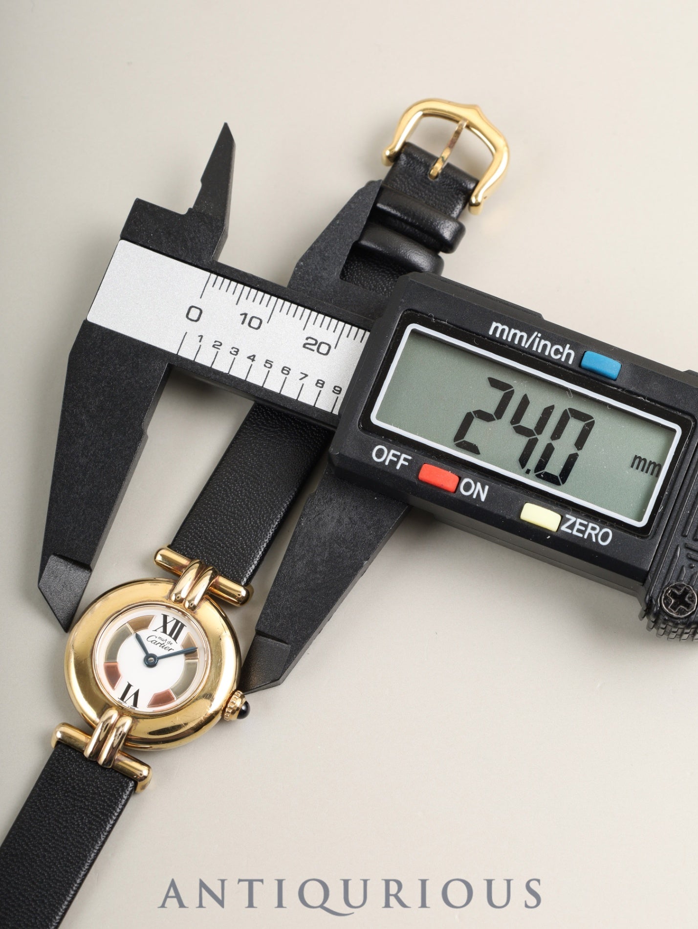 Cartier Must Colisée 1902 Quartz Cal.90 SV925 Leather Original Pin Buckle (GP) Side Trinity Dial (SWISS marking) Overhauled