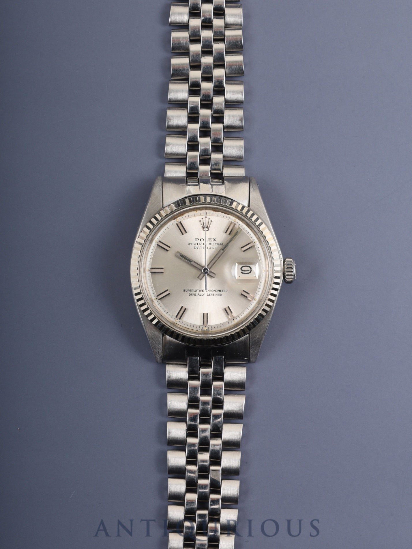 Rolex Datejust 1601 Wide Boy Automatic Caliber 1570 Stainless Steel/White Steel Silver Dial No. 27 (1969) Overhauled