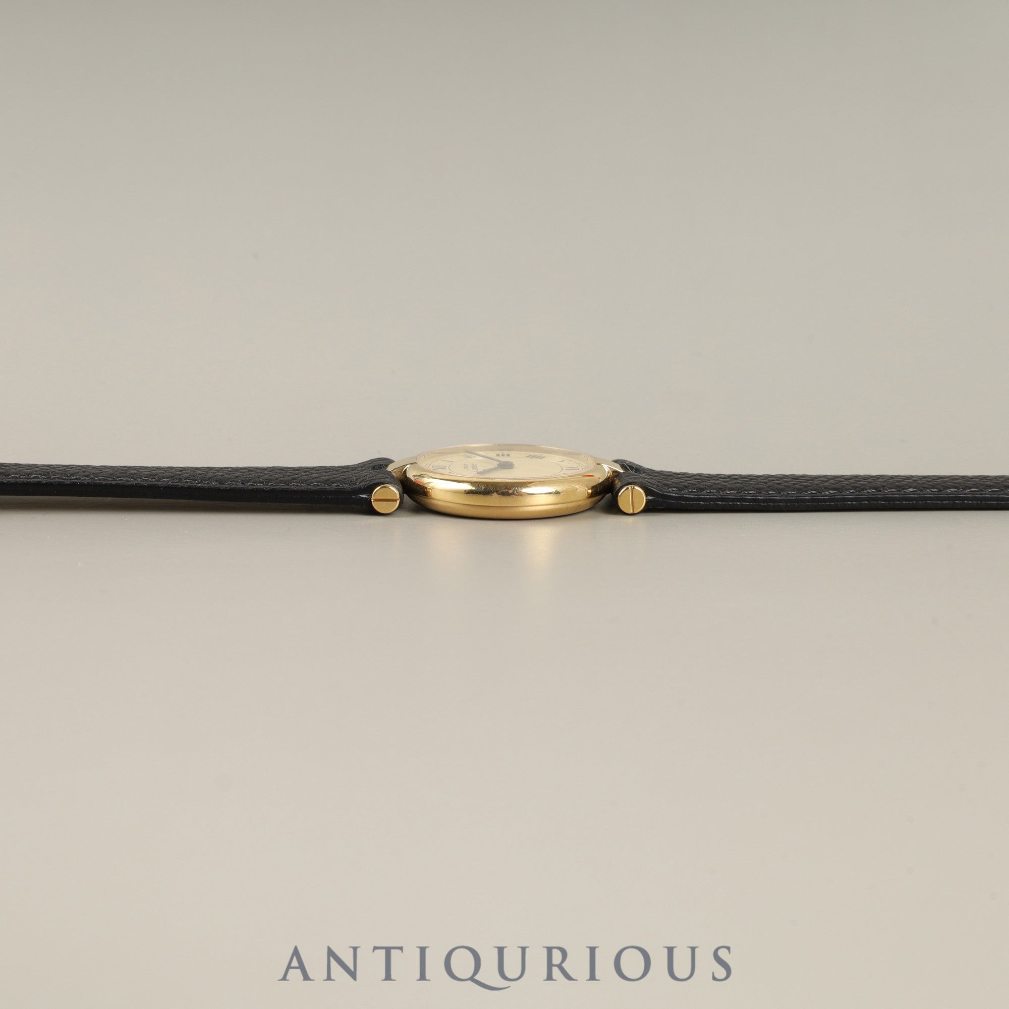 Cartier Must Vendôme VLC SM Quartz Cal.690 SV925 Leather Strap with Genuine GP Buckle, Ivory Roman Dial, Overhauled