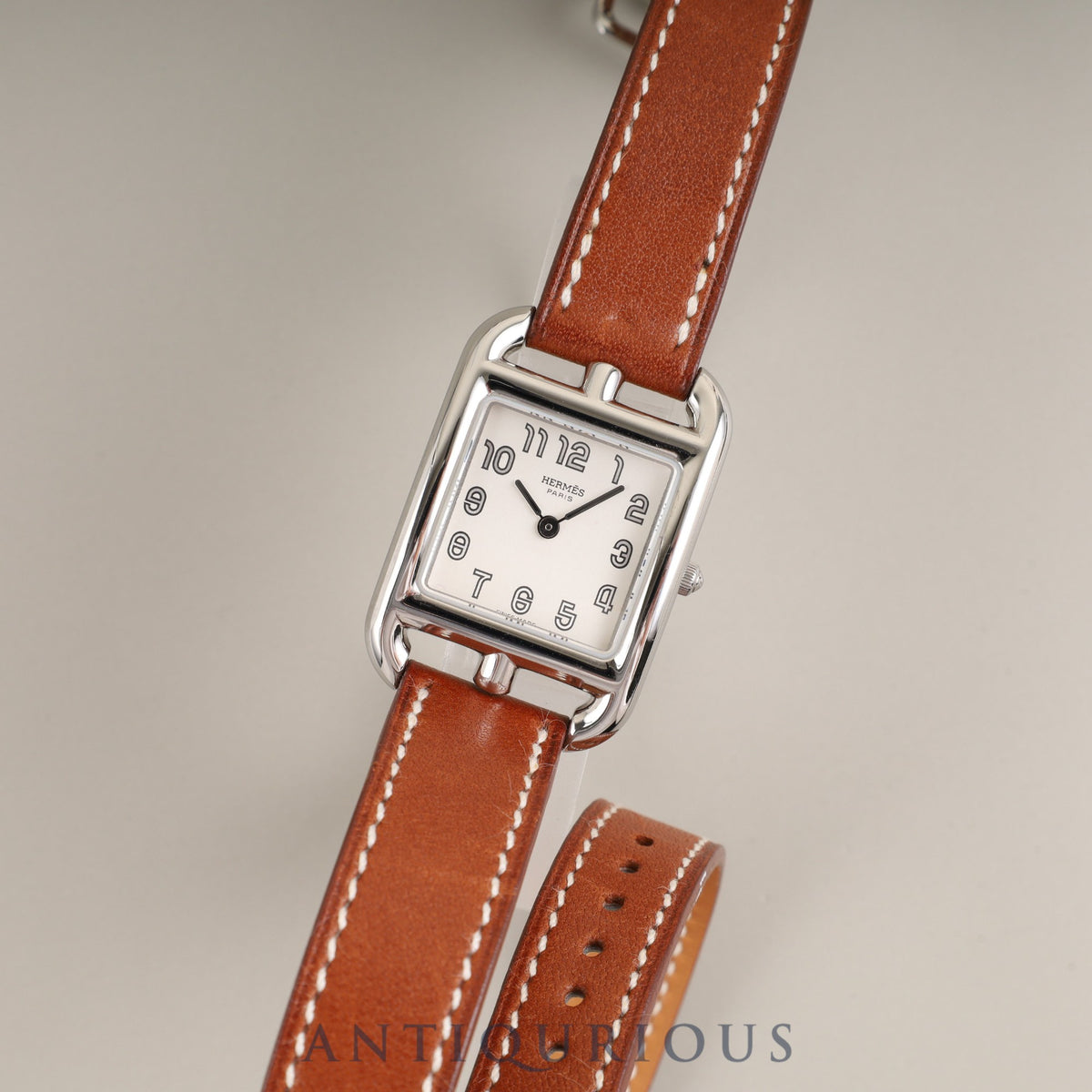 Hermès Cape Cod CC1.210 Quartz Caliber 976.001 Stainless Steel Watch with Genuine Leather Strap and Genuine Stainless Steel Buckle, Silver Dial, Box, Booklet, Warranty Card (2006) Overhauled