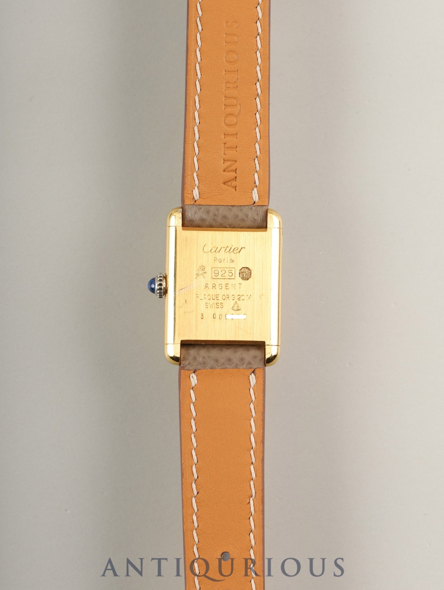 カルティエ マストタンク SM 手巻き Cal.78-1 SV925 革 純正尾錠(GP)アイボリーローマン文字盤 オーバーホール済み