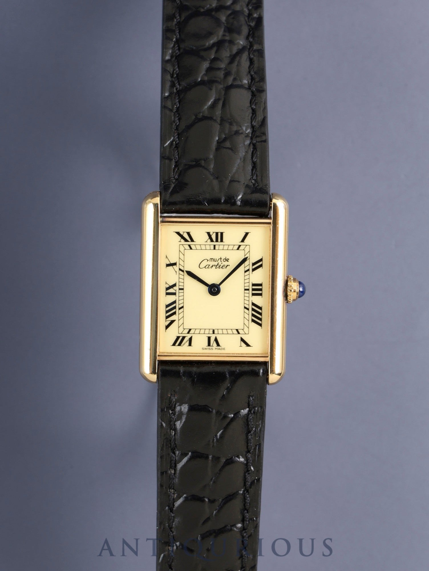 カルティエ マストタンク LM W1002754 / 1615 クォーツ SV925 革 純正ピンバックル(GP) アイボリーローマン文字盤(SWISS MADE表記)カルティエブティックにてコンプリートサービス(フルメンテナンス)済み
