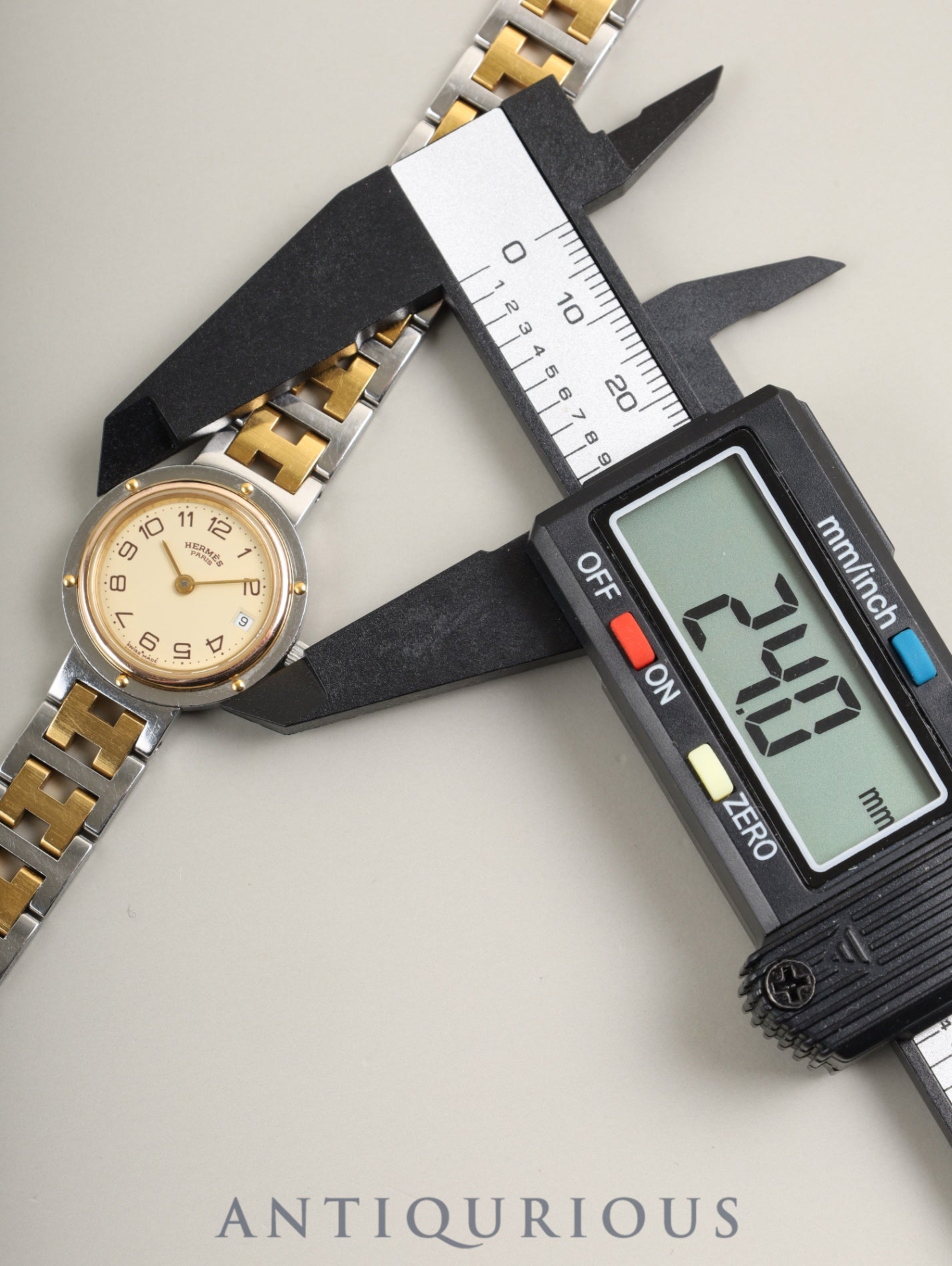 エルメス クリッパー 51.03 クォーツ Cal.- SS/GP SS/GP アイボリー文字盤 箱 冊子 保証書(1992年)オーバーホール済み