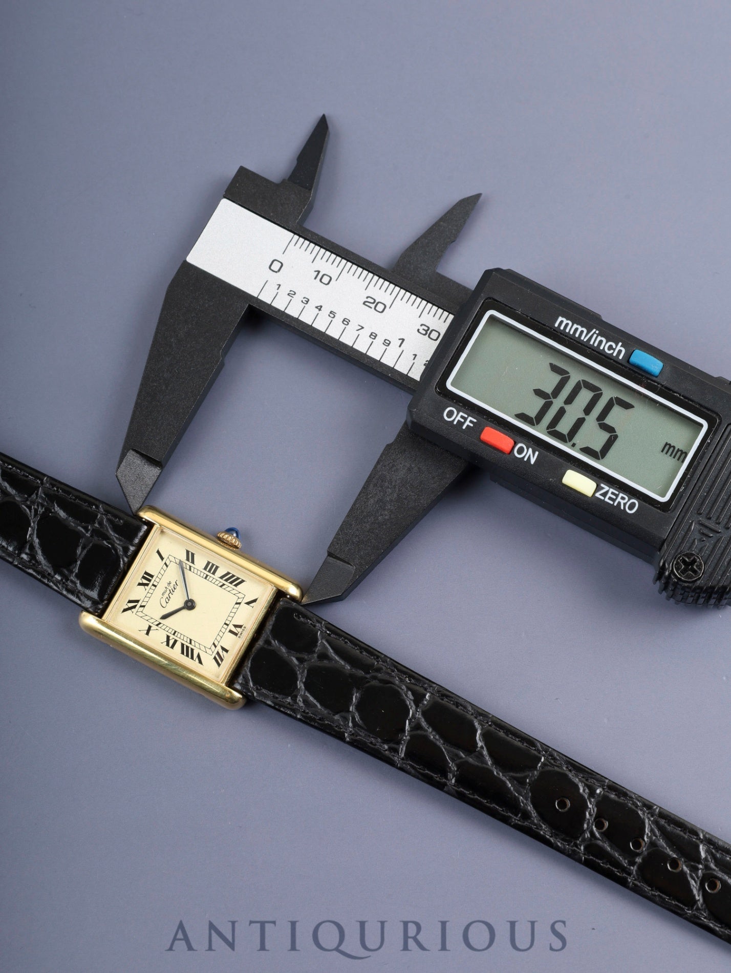 Cartier Must Tank LM, manual winding, Cal. 78-1, SV925, leather, genuine buckle (GP), ivory Roman dial, circa 1976-1981, overhauled and refinished to new condition.