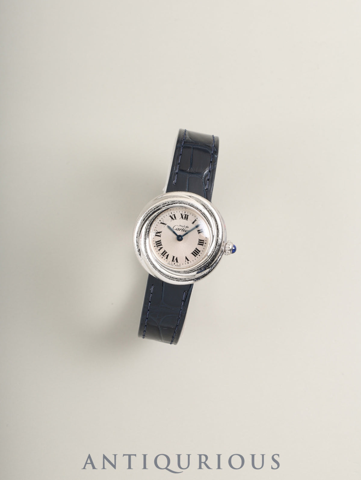 Cartier Must Trinity W1014945 / 2439 Quartz Cal.157 SV925 Original Leather Strap Original Deployment Buckle (SS) Silver Roman Dial Box Booklet Overhauled