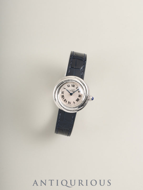 Cartier Must Trinity W1014945 / 2439 Quartz Cal.157 SV925 Original Leather Strap Original Deployment Buckle (SS) Silver Roman Dial Box Booklet Overhauled