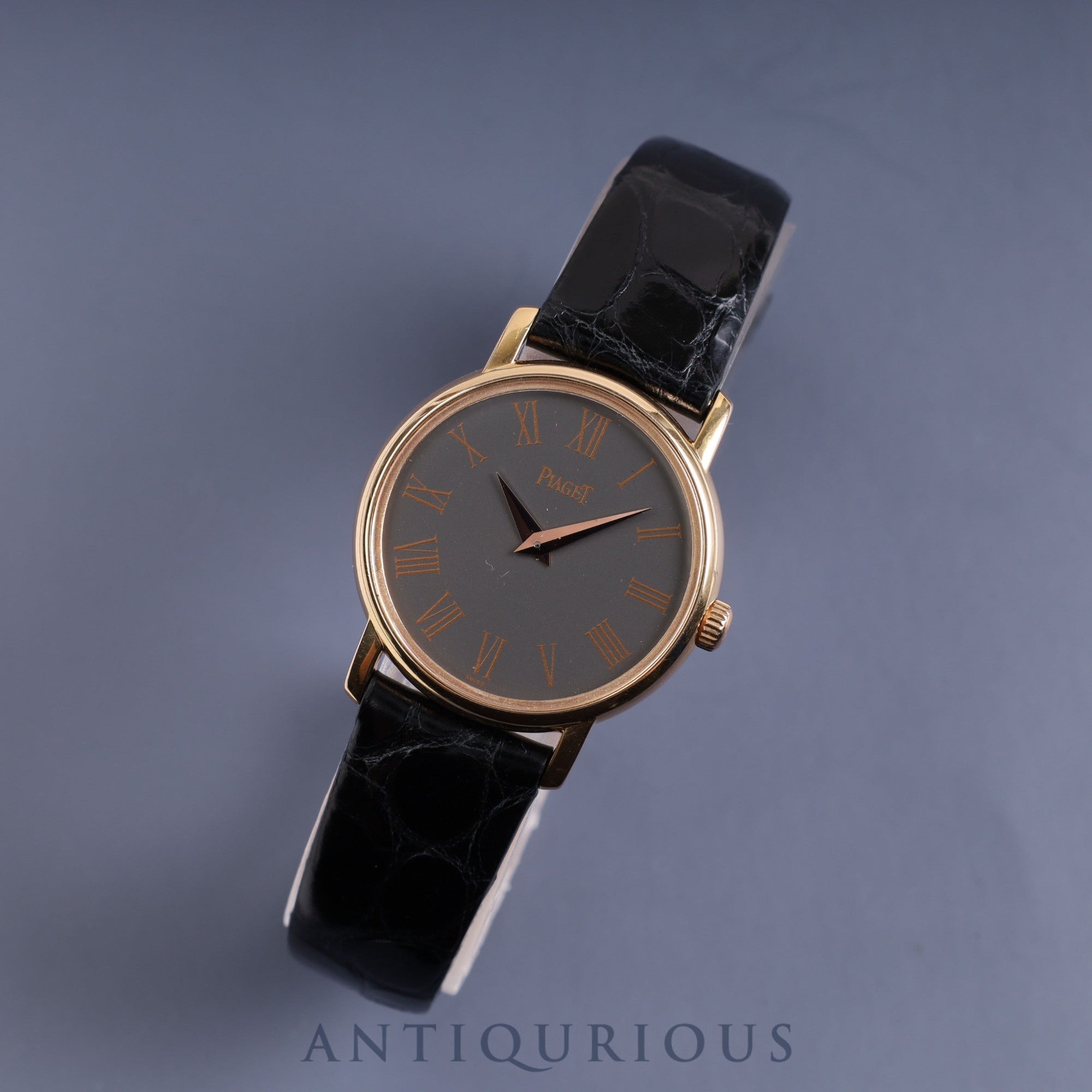 ピアジェ ラウンド 80005 クォーツ PG 革 純正尾錠(750)グレー文字盤 24.5mm