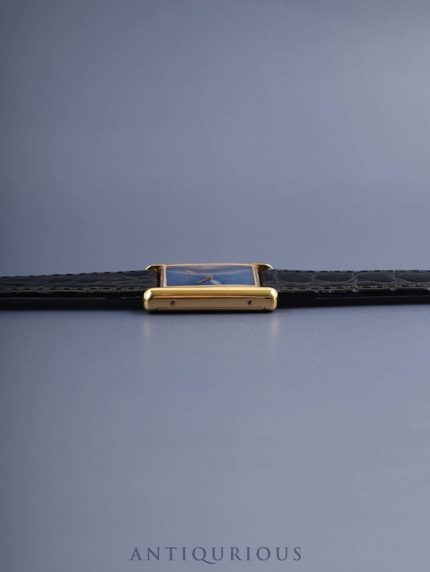 カルティエ マストタンク LM 手巻き Cal.78-1 SV925 革 純正尾錠(GP) ラピスラズリ文字盤(SWISS表記) オーバーホール済み 新品仕上げ済み