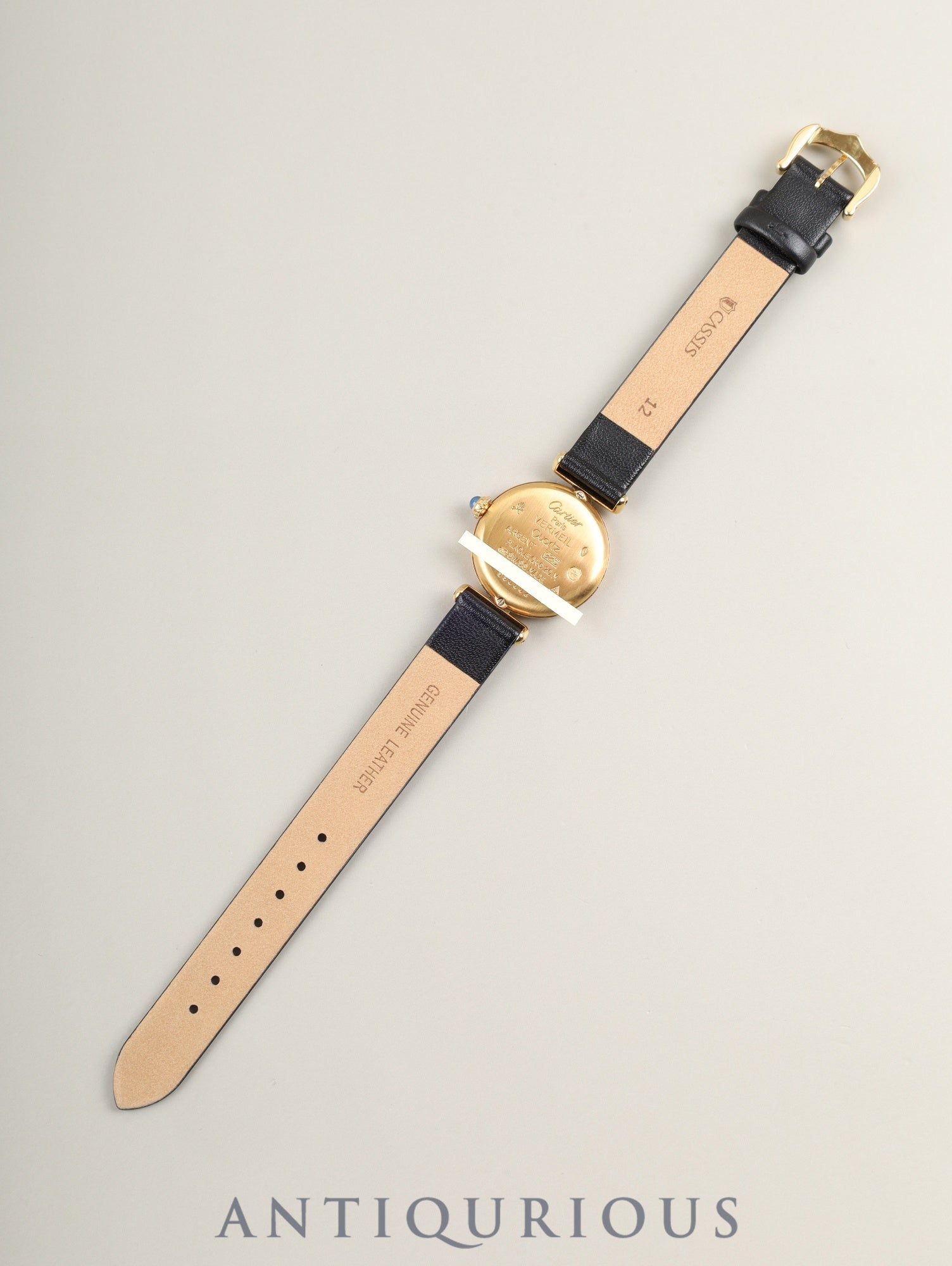 カルティエ マストコリゼ W1000553 / 590002 クォーツ SV925 革 純正ピンバックル(GP)ゴールド文字盤(SWISS MADE表記)箱 冊子 保証書(1991年 / 個人名記載あり)カルティエブティックにてコンプリートサービス済み