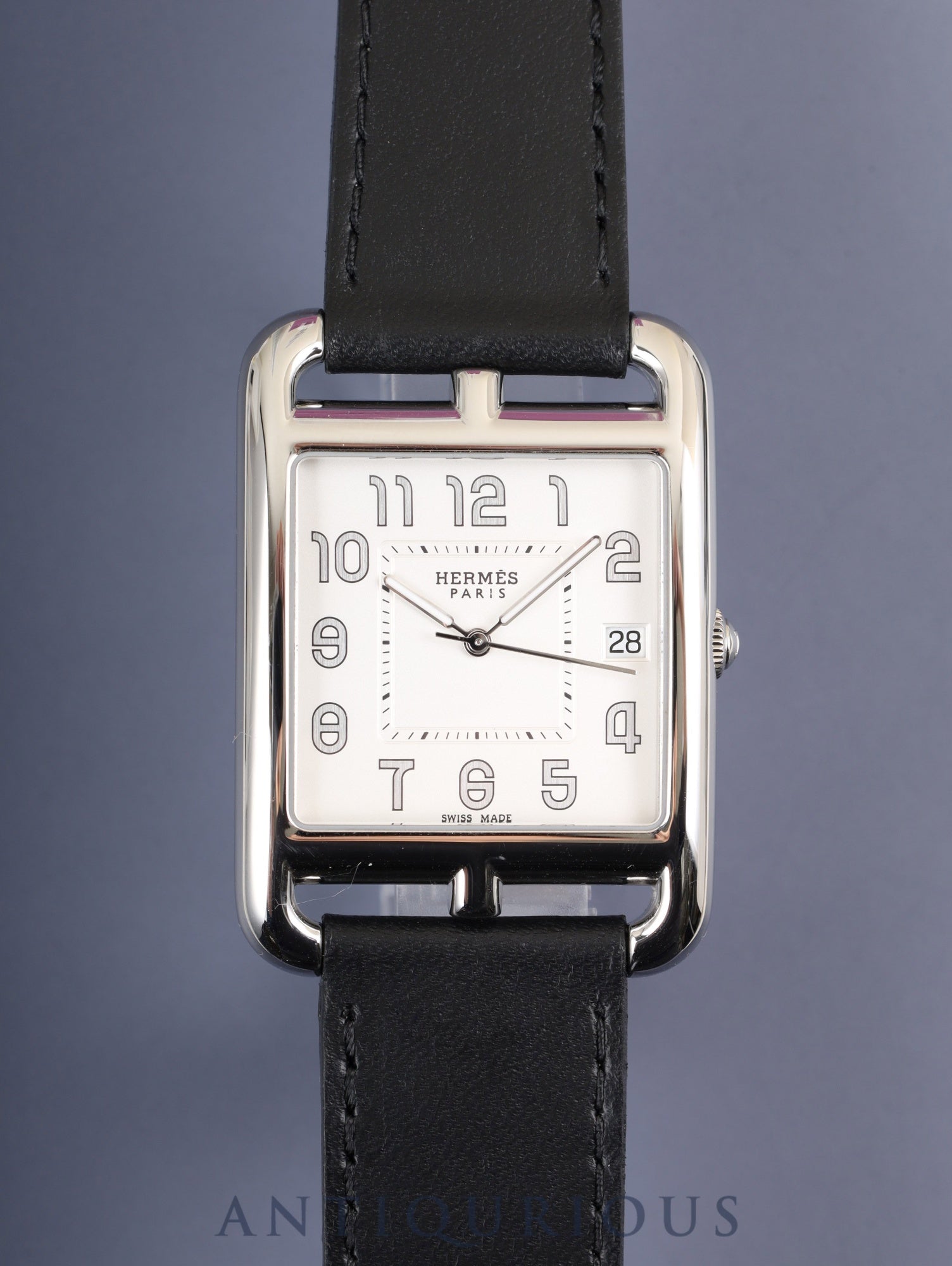 エルメス ケープコッド W055346WW00 / CC1.810 クォーツ SS 革 純正尾錠(SS)シルバーアラビア文字盤 箱 冊子 保証書(2022年) 純正革ベルト(U刻印:2022年)オーバーホール済み