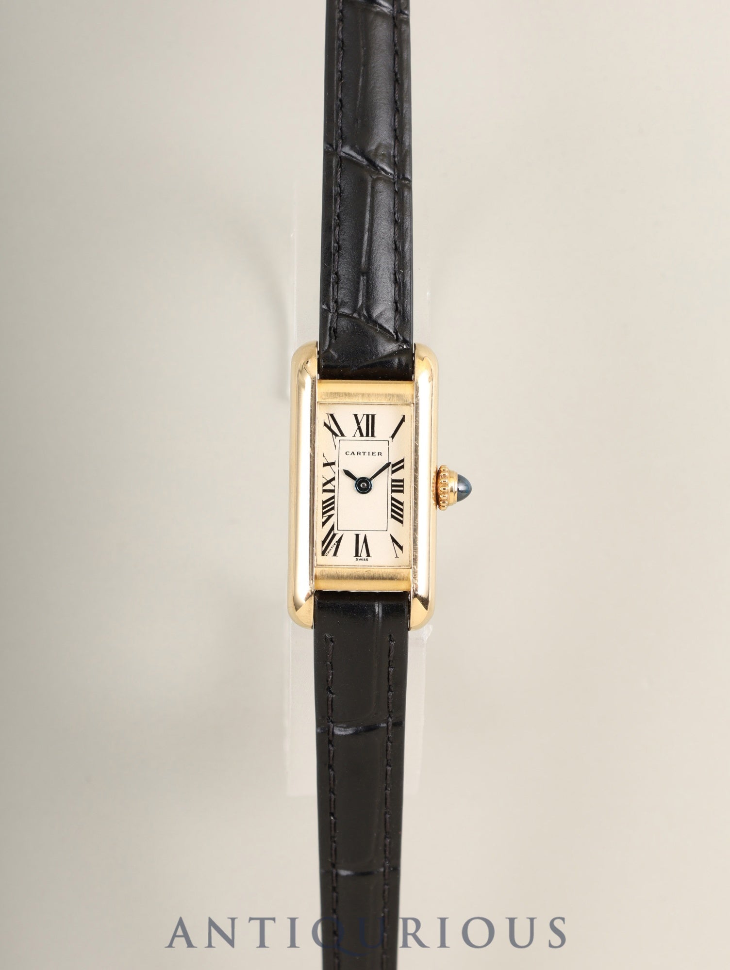 カルティエ タンク アロンジェ SM W1501753 / 828004 クォーツ Cal.028(ETA280.002) 750YG 革 社外ピンバックル(GP) アイボリーローマン文字盤 オーバーホール済み