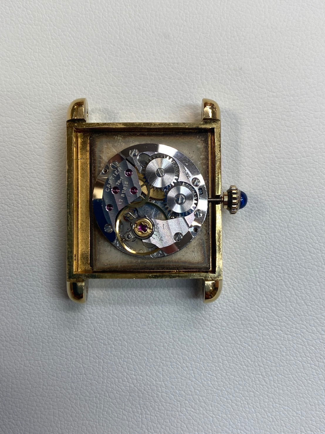 カルティエ マストタンク LM 手巻き Cal.78-1  SV925 革 純正尾錠(GP)ブラックオニキス文字盤 オーバーホール済み 新品仕上げ済み