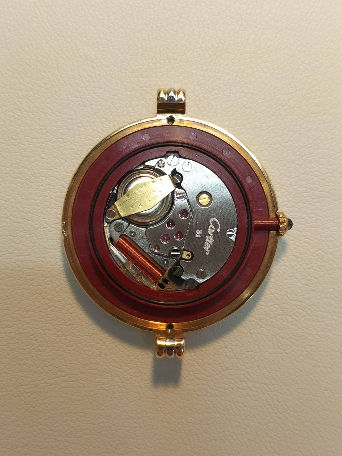 カルティエ ヴァンドーム VLC トリニティ LM 8151 クォーツ Cal.81 750YG 革 純正尾錠(GP)アイボリーローマン文字盤 保証書(1999年)冊子 オーバーホール済み