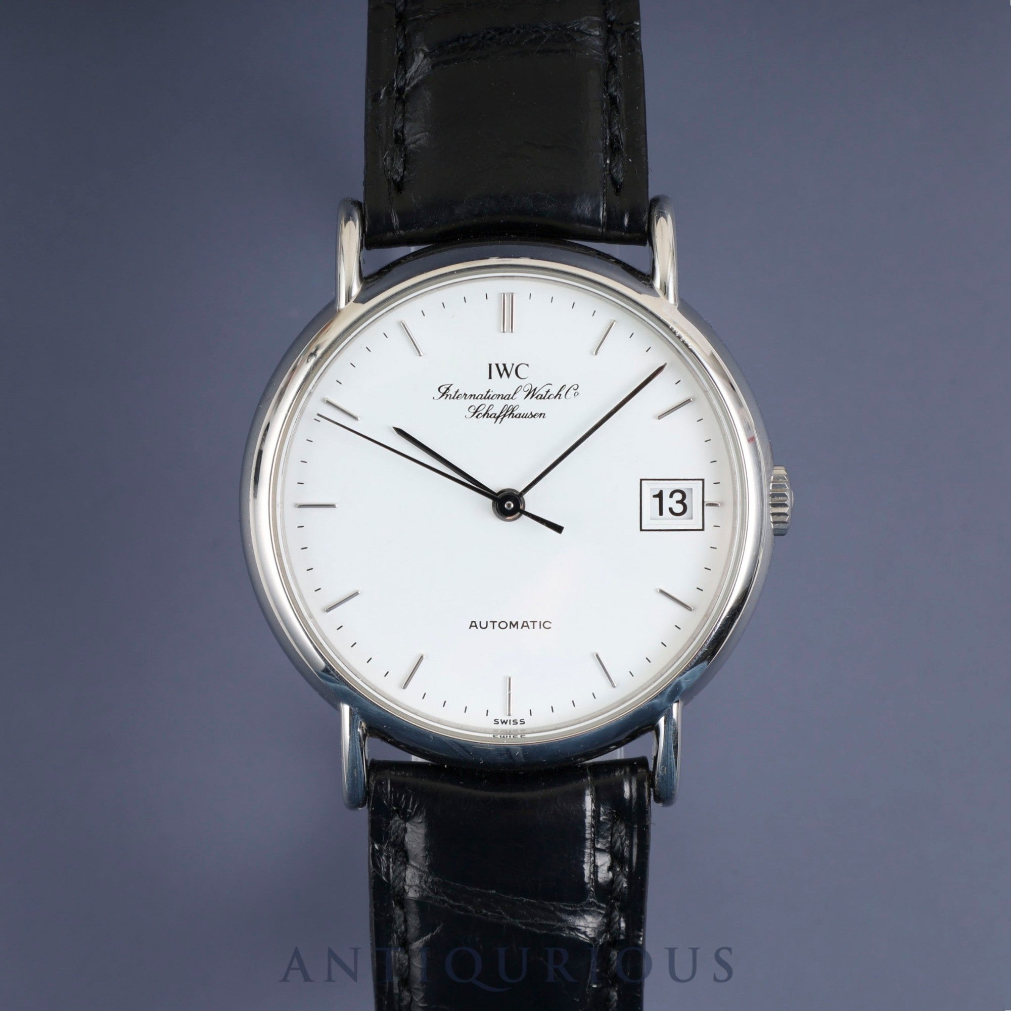 IWC Portofino IW351320 Automatic Caliber 30120 Stainless Steel Watch with Genuine Leather Strap and Genuine Stainless Steel Buckle, White Dial, Booklet, Cloth, Overhauled