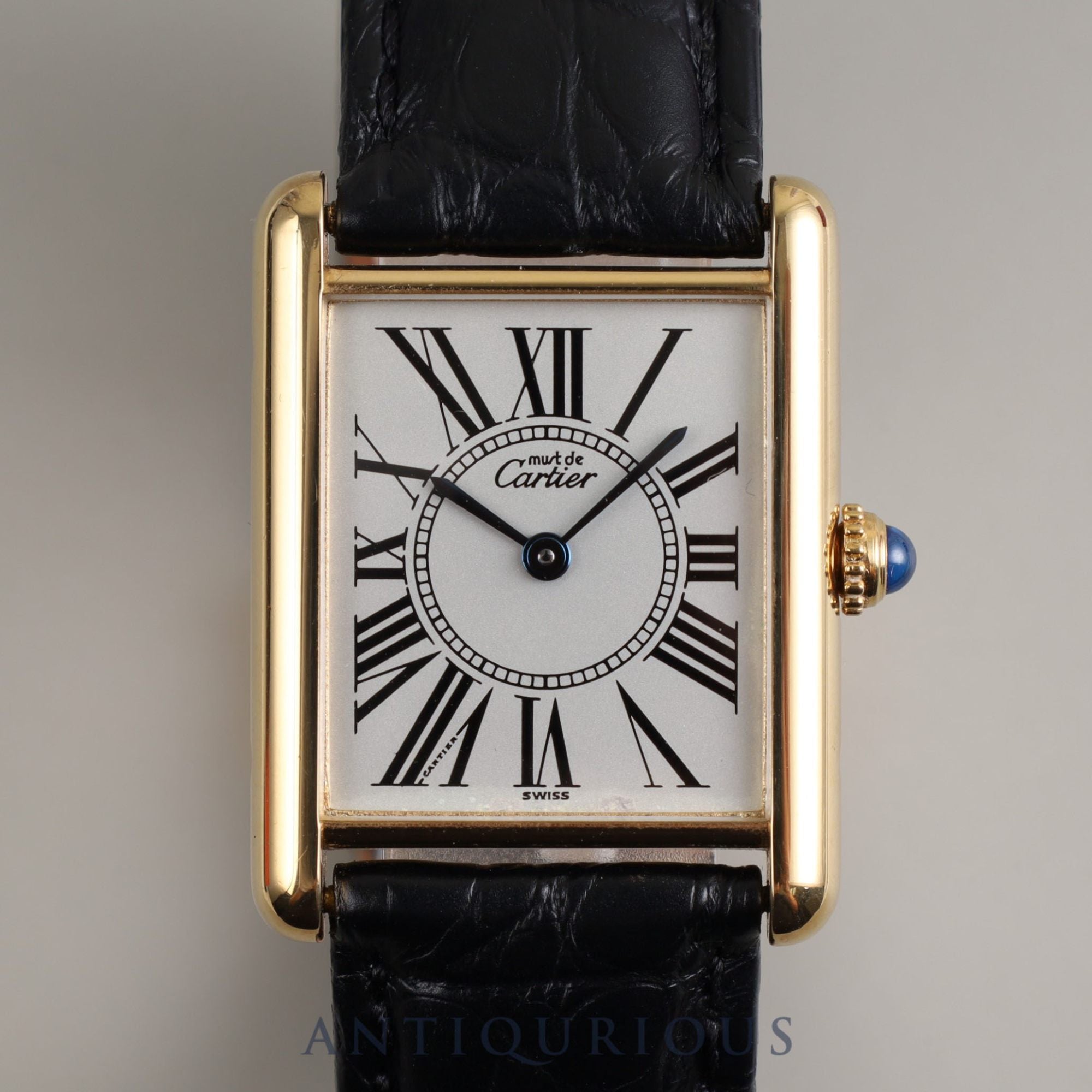 Cartier Must Tank LM QZ Cal.90 W1005654 / 590005 SV925 Leather Genuine Buckle (GP) Opalan Dial Box