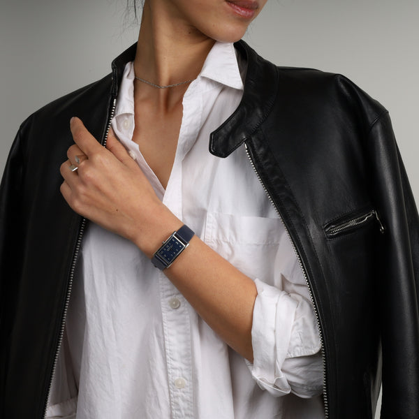 ティファニー イーストウエストミニ 34677344 クォーツ SS 革 純正尾錠(SS)アラビアネイビー文字盤