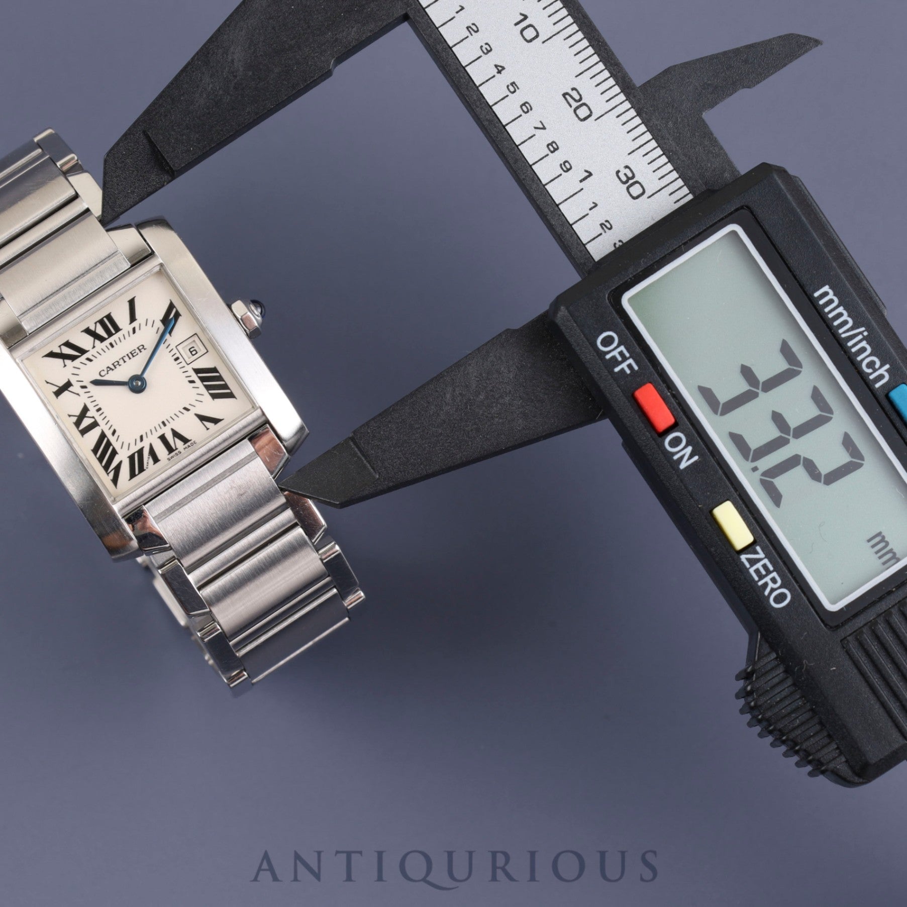 Cartier Tank Francaise MM Boys size W51011Q3 / 2465 Quartz SS White Roman numerals Dial box 2 links Overhauled