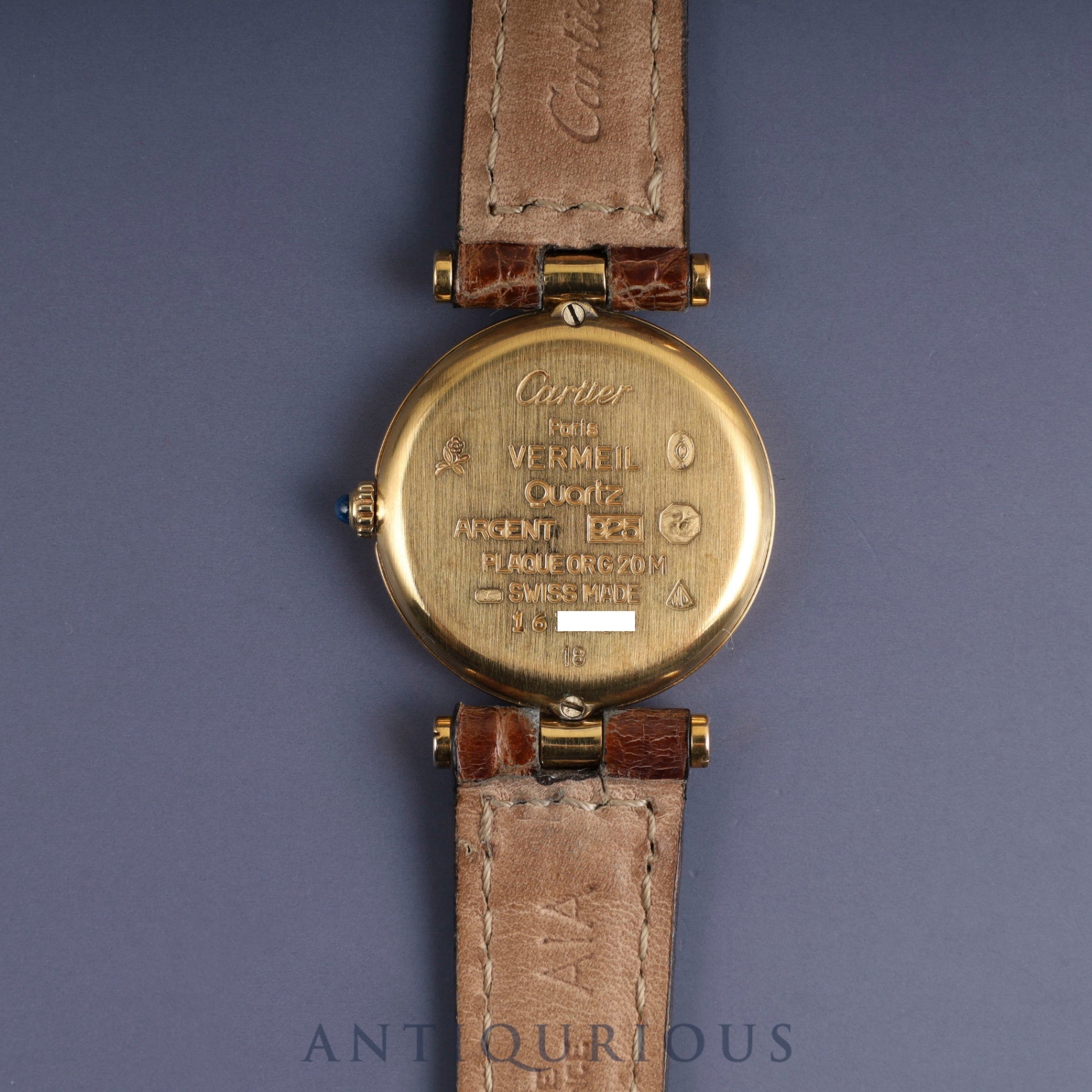 Cartier Must Vendome VLC SM Quartz Cal.91 SV925 Genuine leather strap Genuine buckle (GP) Front Trinity dial Warranty card (2003) Overhauled