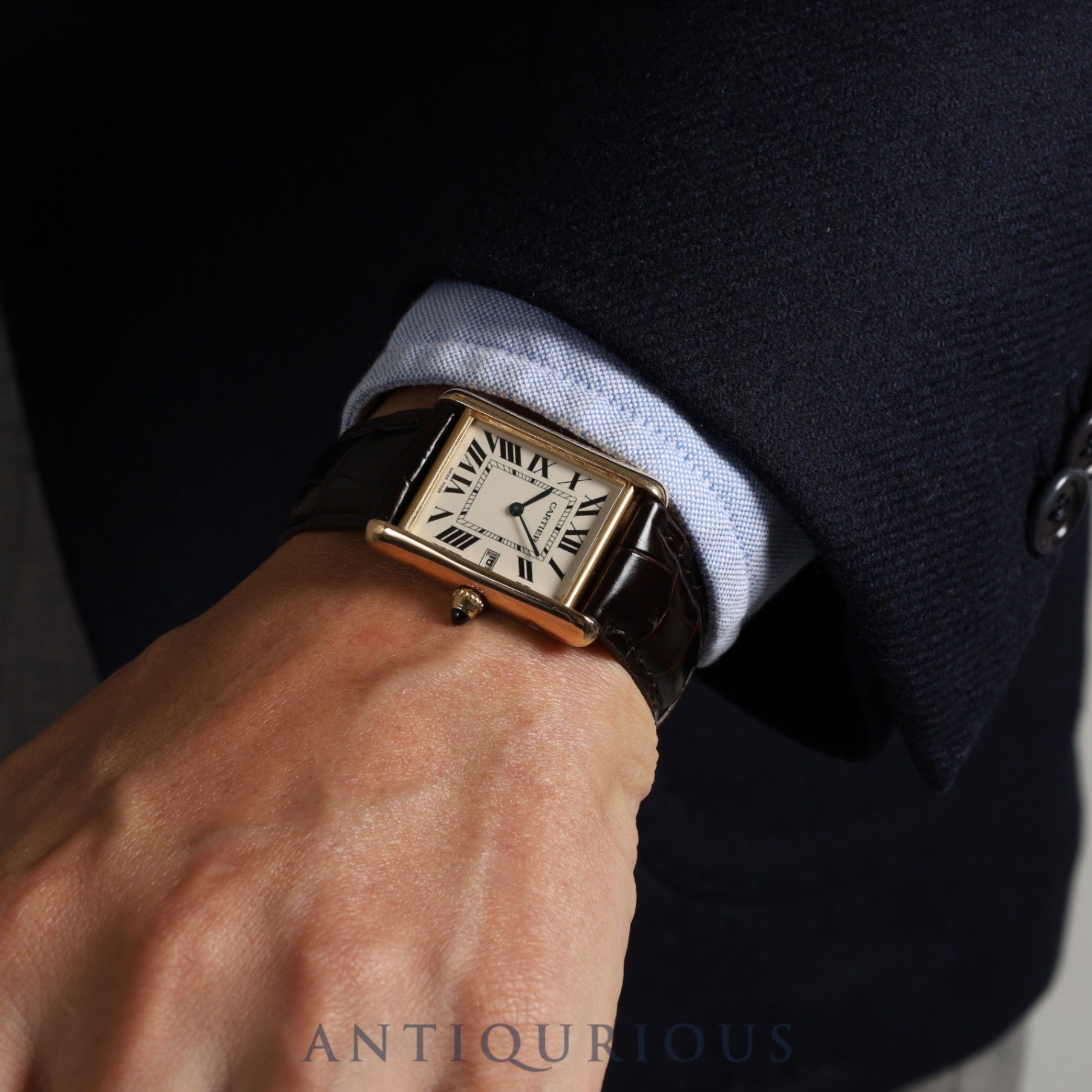 カルティエ タンクルイカルティエ LM W1529756 / 2441 クォーツ YG 純正革 純正尾錠(750)ホワイト文字盤 保証書 メンテナンス済み