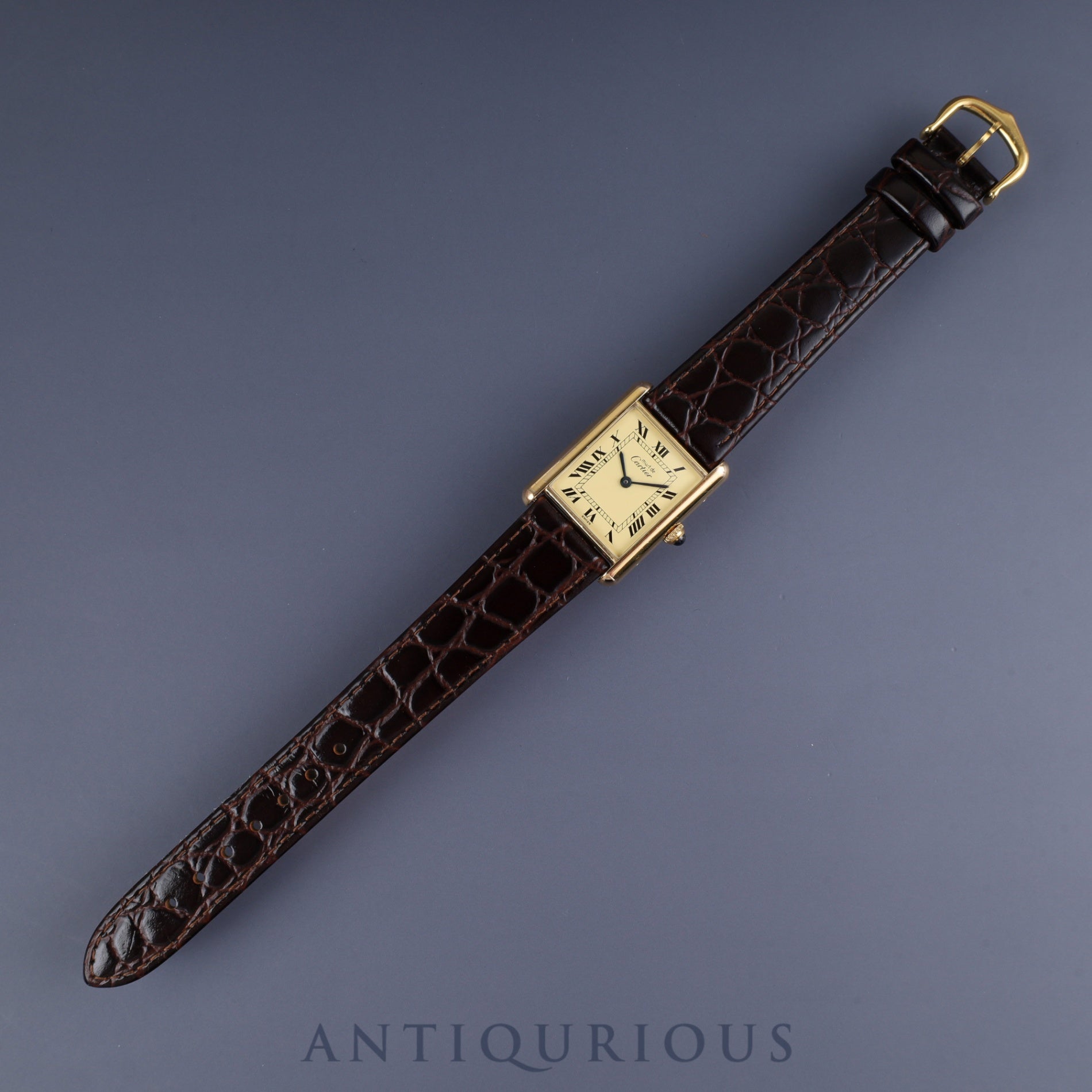 カルティエ マストタンク LM W1002753 / 590005 クォーツ Cal.90 SV925 革 純正尾錠(GP)アイボリーローマン文字盤 オーバーホール済み