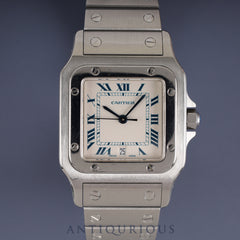 Cartier Santos Galbee LM W20018D6 / 1564 Quartz Cal.687 Stainless Steel White Dial Overhauled