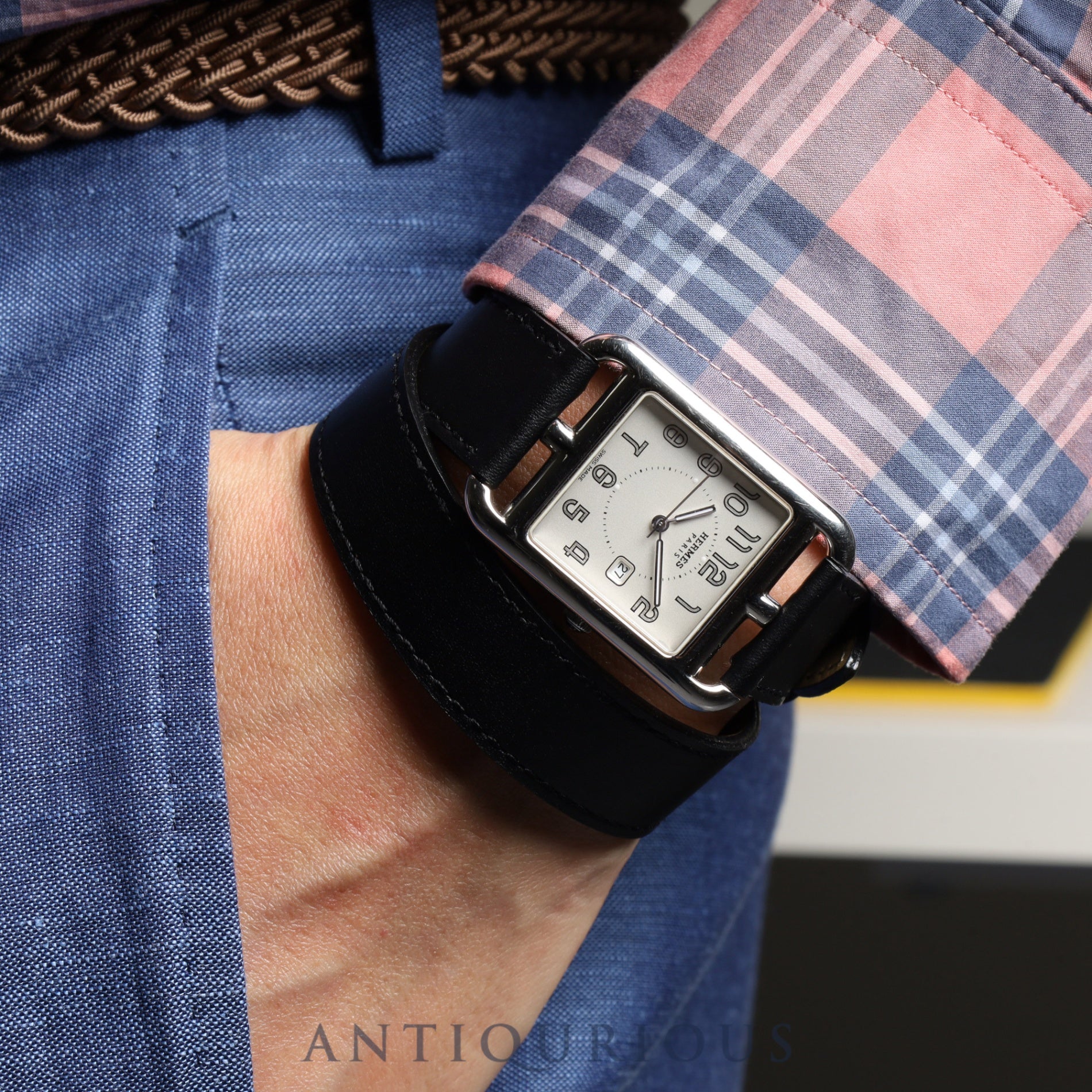 エルメス ケープコッド CC2.710 クォーツ SS 革 純正尾錠(SS) シルバーアラビア文字盤 純正替ベルト(A刻印:2017年) オーバーホール済み