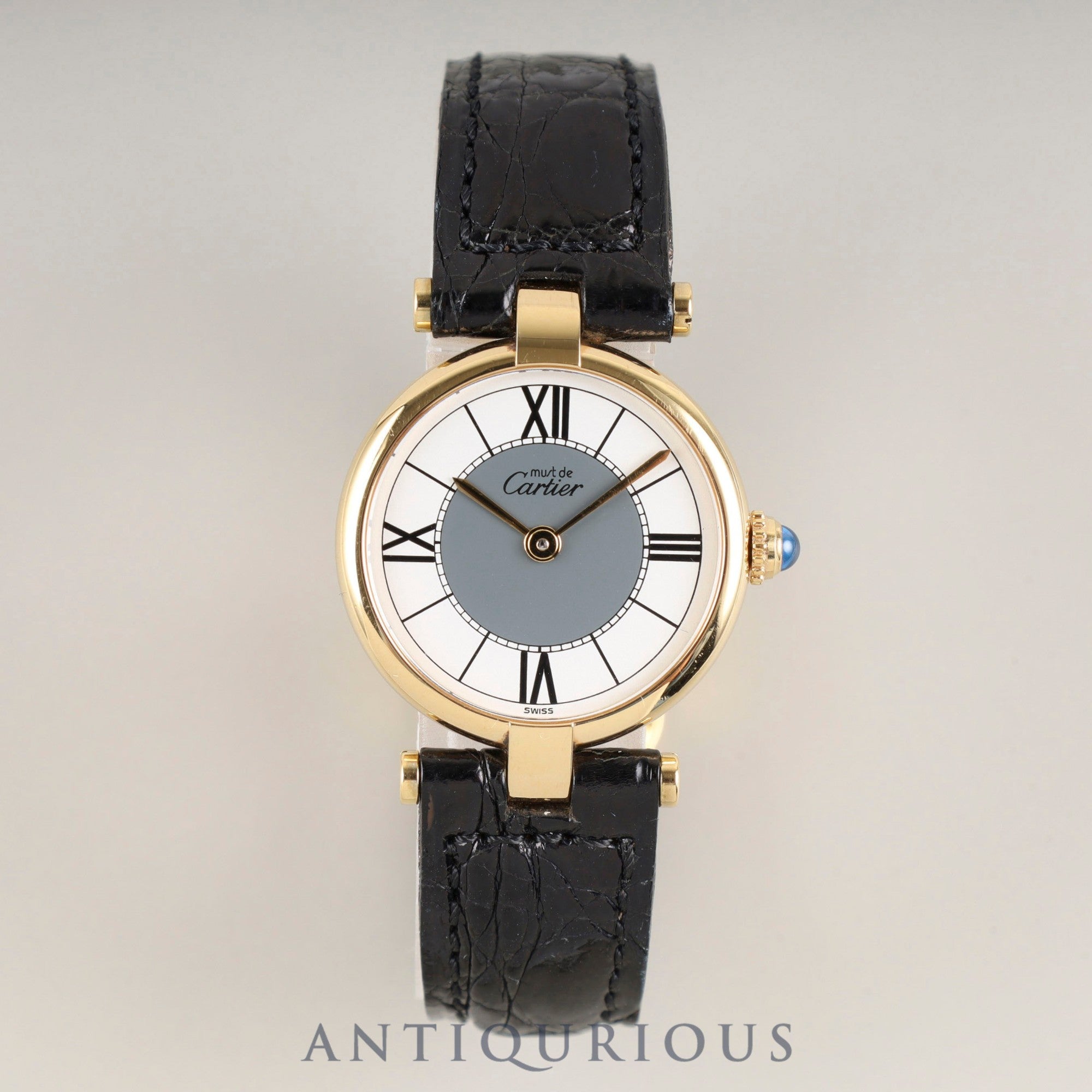 カルティエ マスト ヴァンドーム VLC SM 590004 クォーツ Cal.90 SV925 純正革ベルト 純正Dバックル(GP) センターグレー飛びローマン文字盤 オーバーホール済み