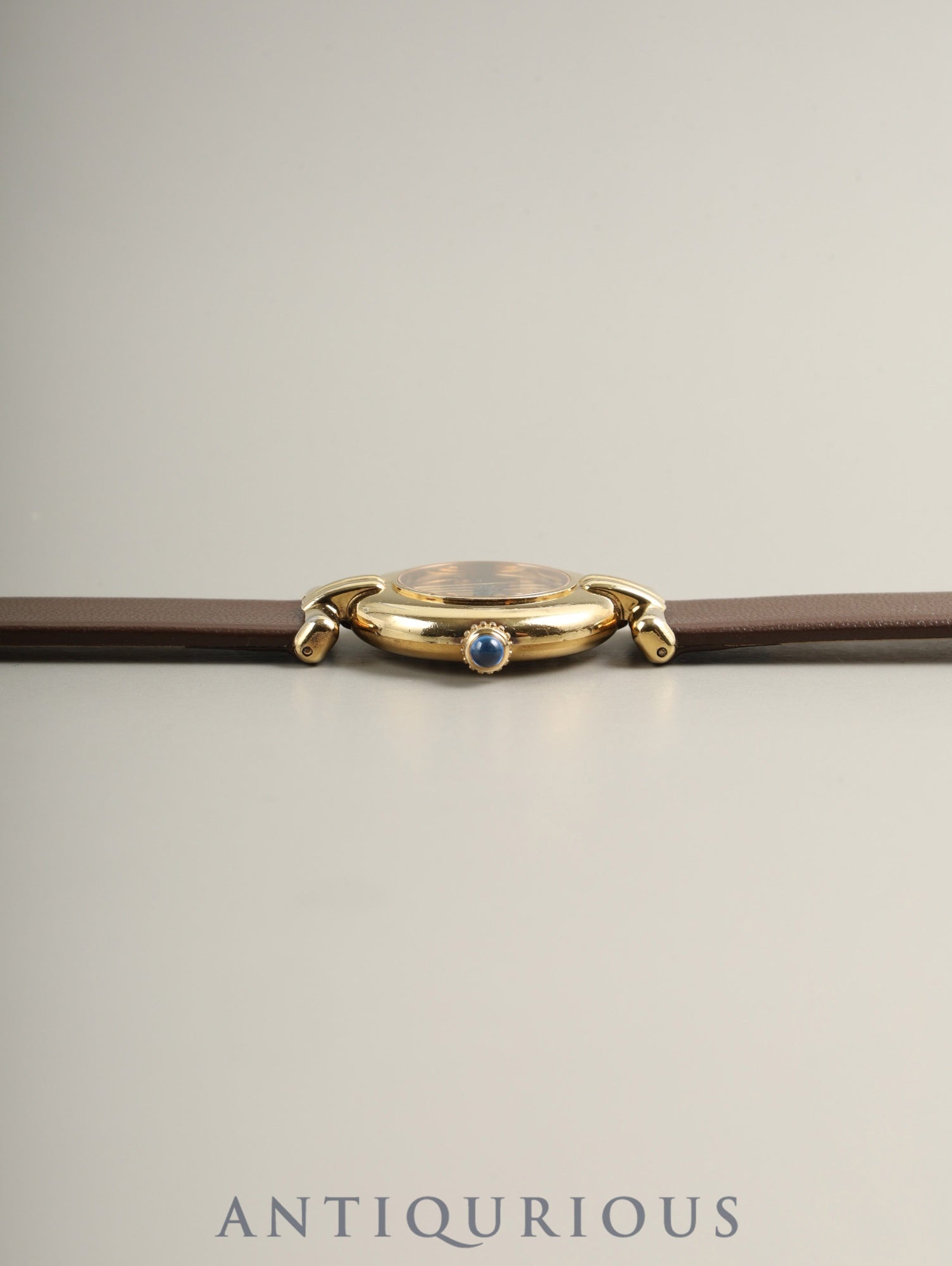 カルティエ マストコリゼ 590002 クォーツ Cal.90 SV925 革 純正尾錠(GP)ゴールド文字盤 保証書(1992年)オーバーホール済み