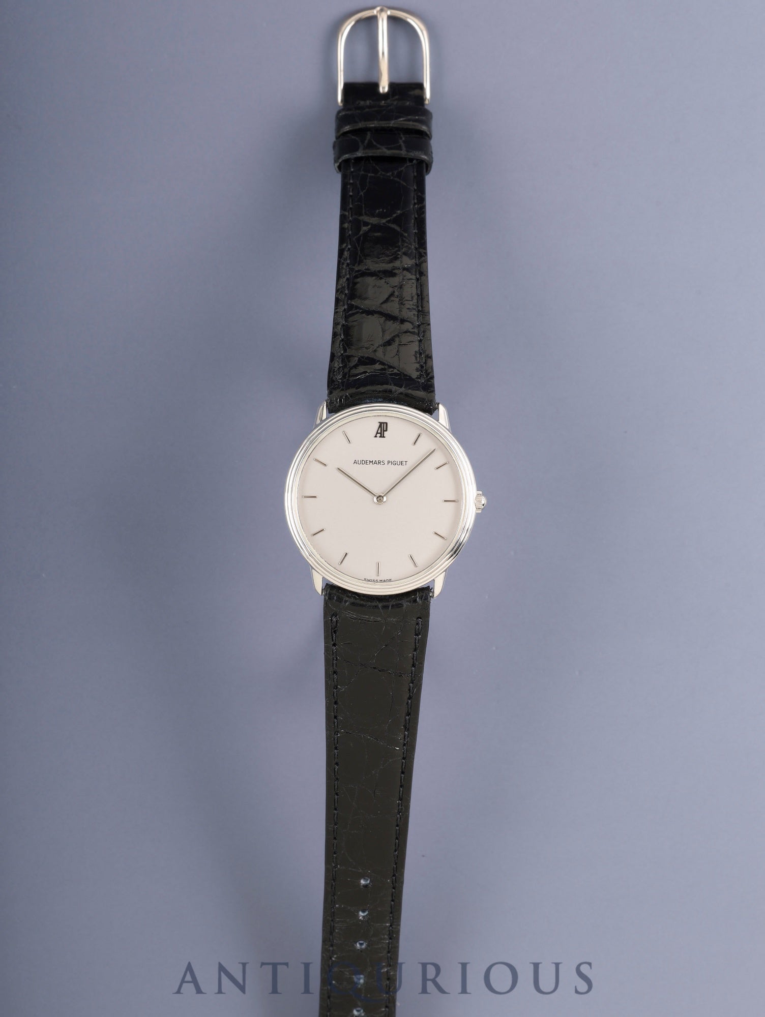Audemars Piguet Round Quartz Cal.2612 750WG Leather Original Pin Buckle (750WG) Silver Dial Overhauled