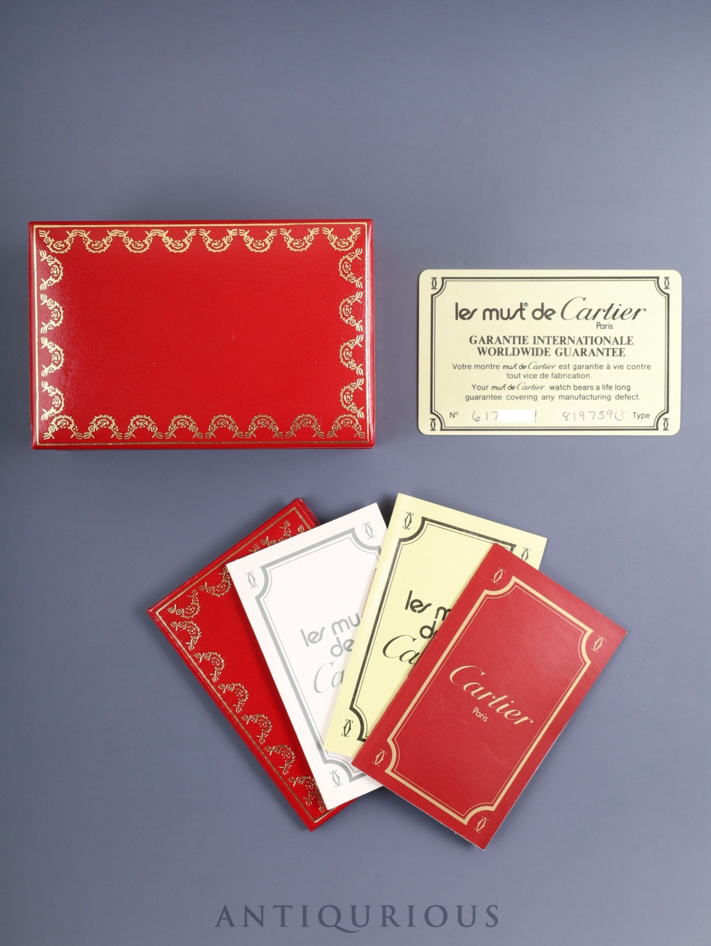 Cartier Must Tank LM Manual Winding Cal. 78-1 SV925 Leather Genuine Buckle (GP) Onyx Dial Box Booklet Warranty (1981) Overhauled