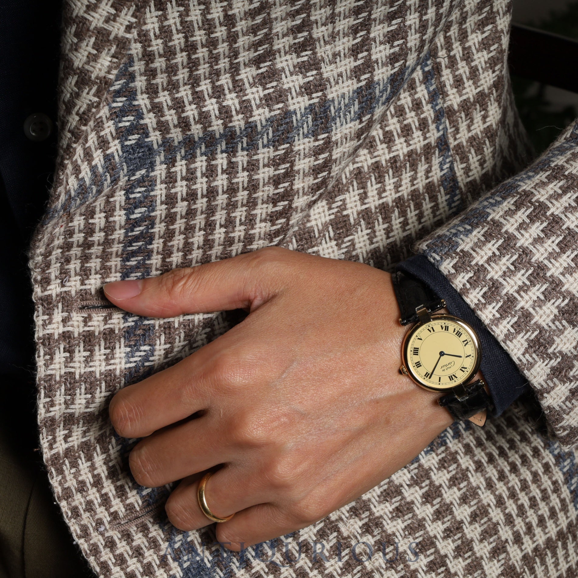 Cartier Must Vendôme VLC LM 590003 Quartz Caliber 90 SV925 Leather Strap with Genuine GP Buckle, Ivory Roman Dial, Overhauled