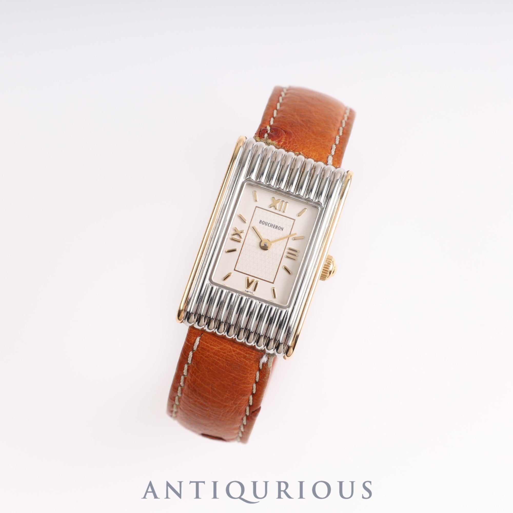 Boucheron Reflet AH30172 Quartz SS/GP Leather White Dial