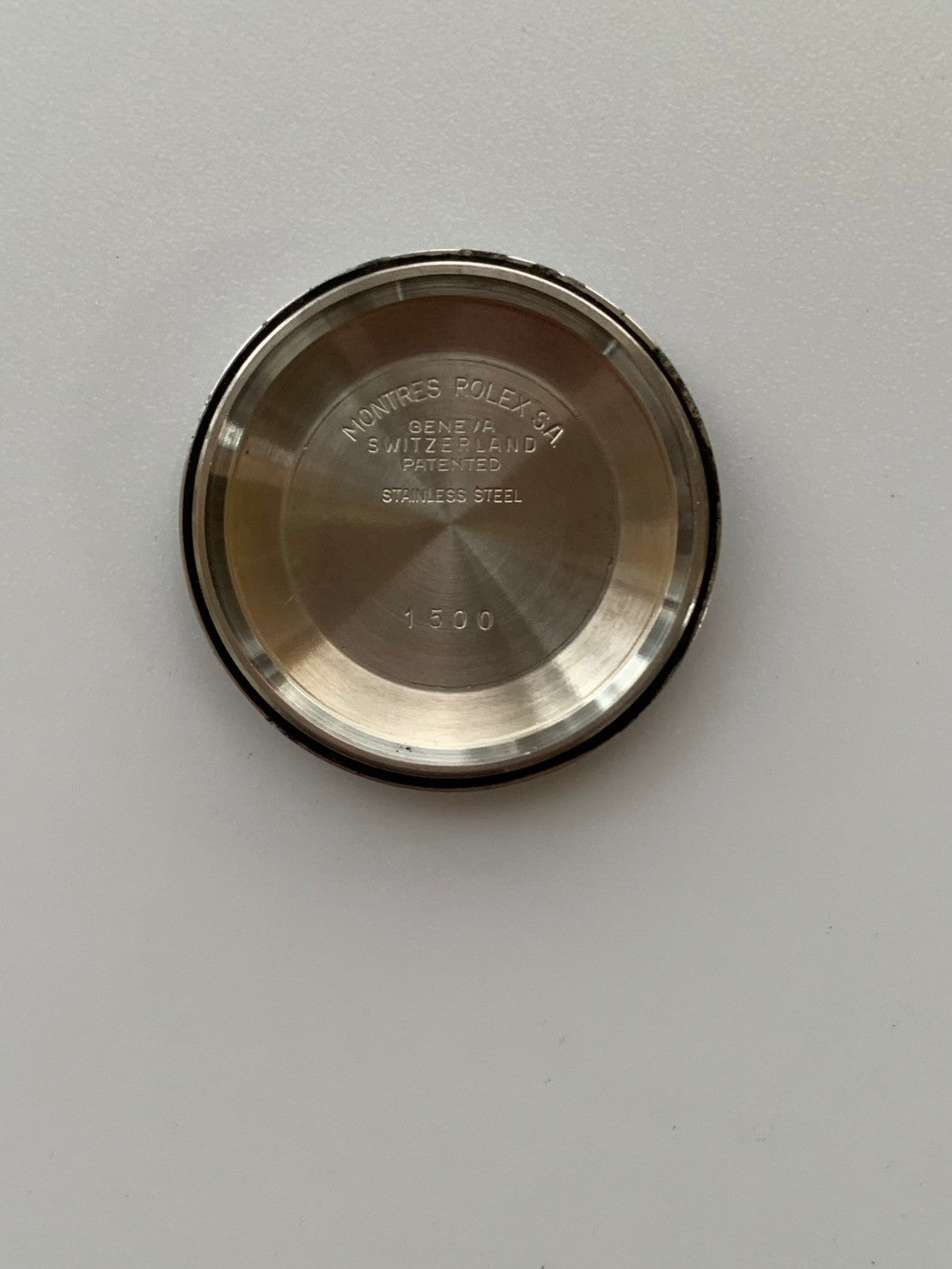 ロレックス オイスターパーペチュアルデイト 1500 自動巻き Cal.1570 SS 革 社外ピンバックル(SS)シルバー文字盤 53番台(1977年)オーバーホール済み