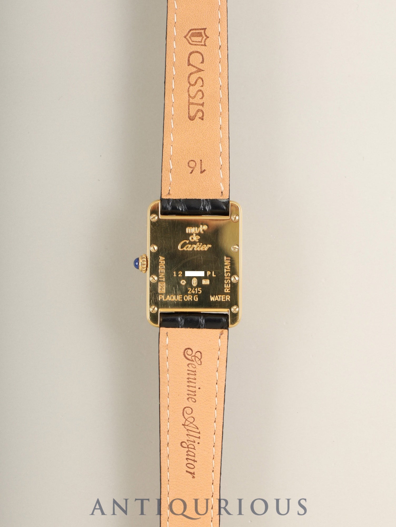 Cartier Must Tank MM 2415 Quartz Caliber 057 SV925 Leather Watch with Genuine D-buckle (GP) Ivory Roman Dial (SWISS MADE Marking) Circa 1990-2004 Box Warranty Card Overhauled