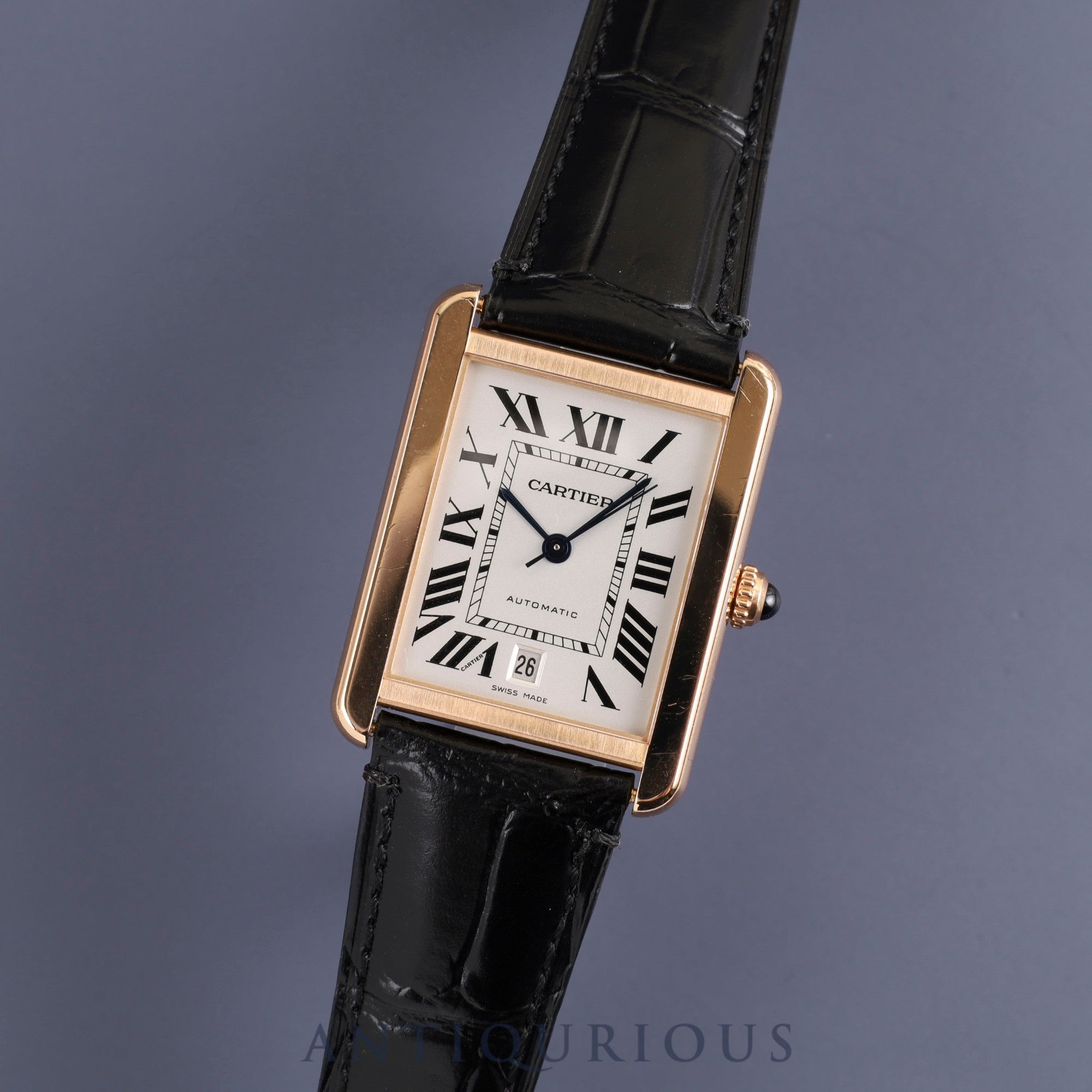 カルティエ タンクソロ XL W5200026 / 3514 自動巻き Cal.049 YG×SS 革 社外尾錠(GP)ホワイトローマン文字盤 箱 保証書(2013年)オーバーホール済み カルティエブティックにてコンプリートサービス済み